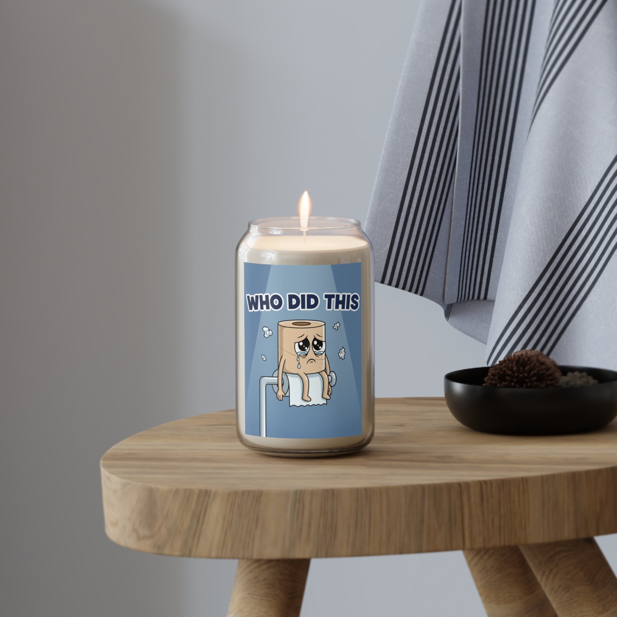 Bathroom Funny Illustration Who Did This Candle, Soy Candle