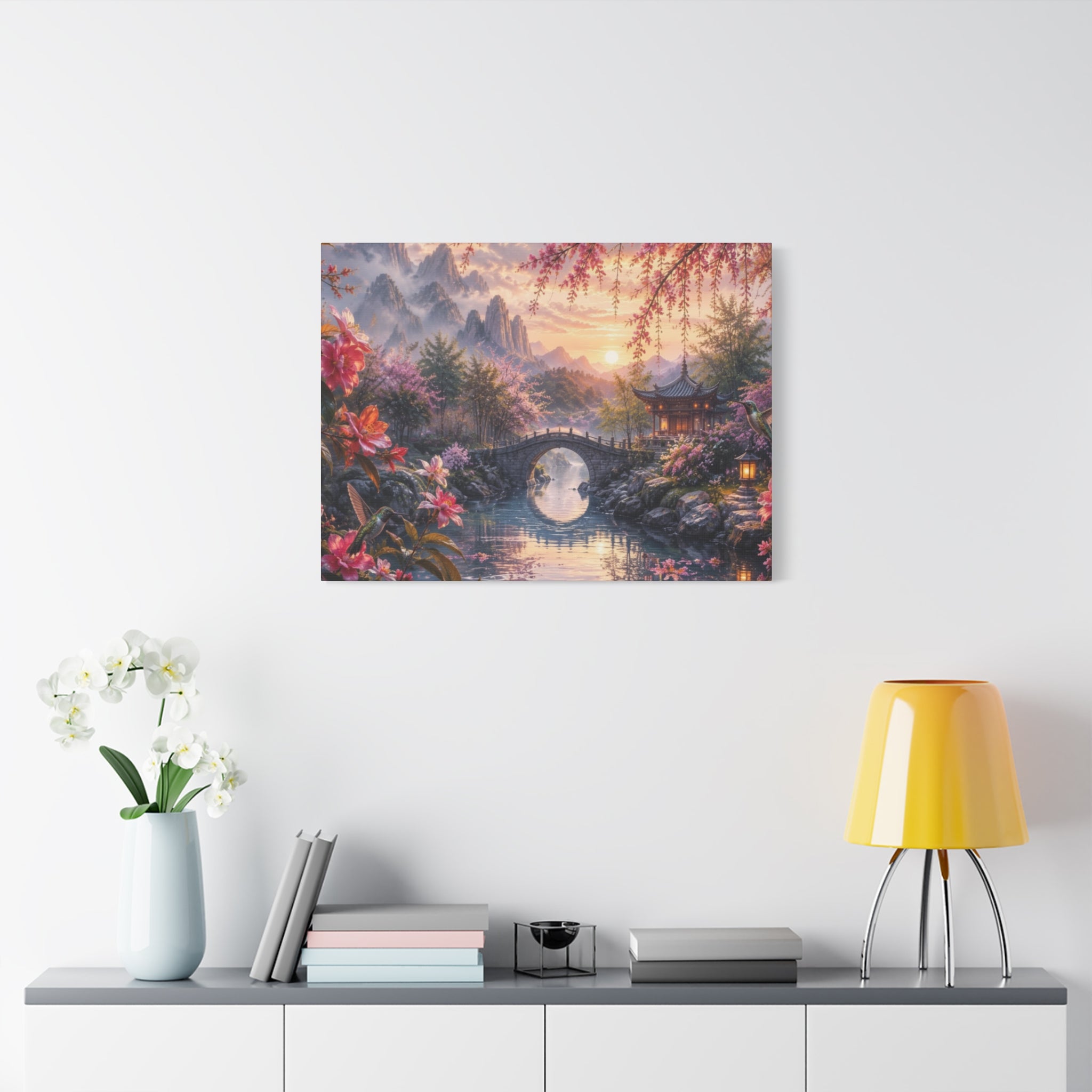 Zen Cherry Blossom Landscape Matte Canvas
