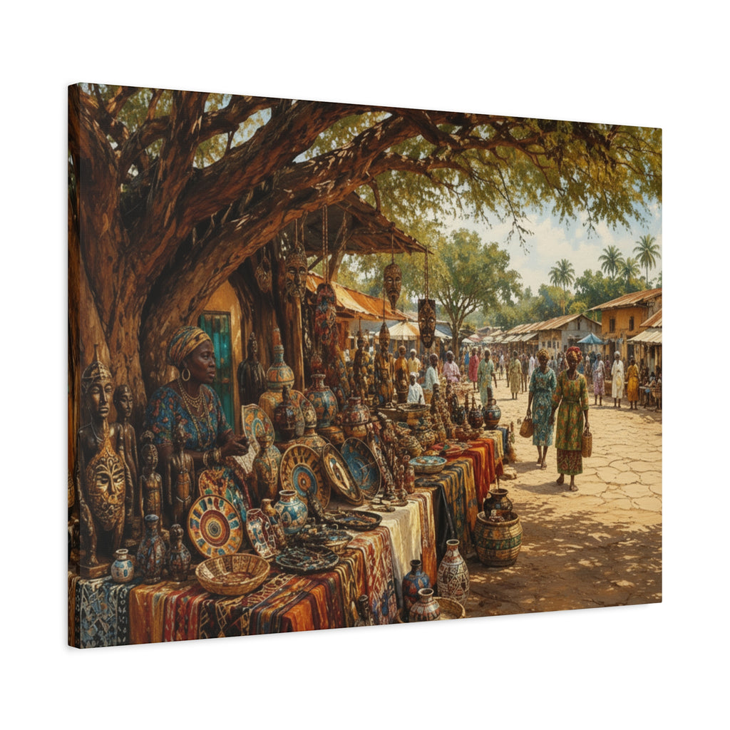 Nigerian Market Day Cultural Matte Canvas