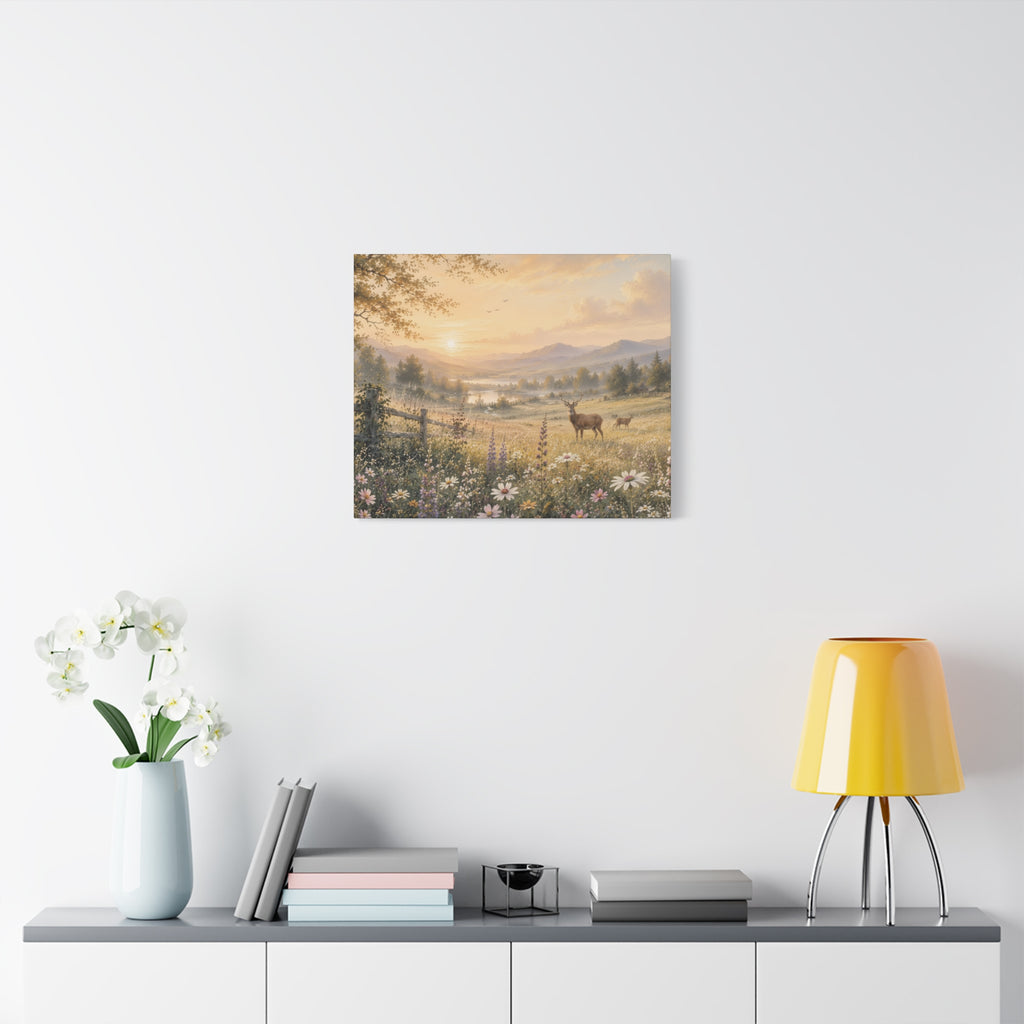 Deer Meadow Sunrise Canvas