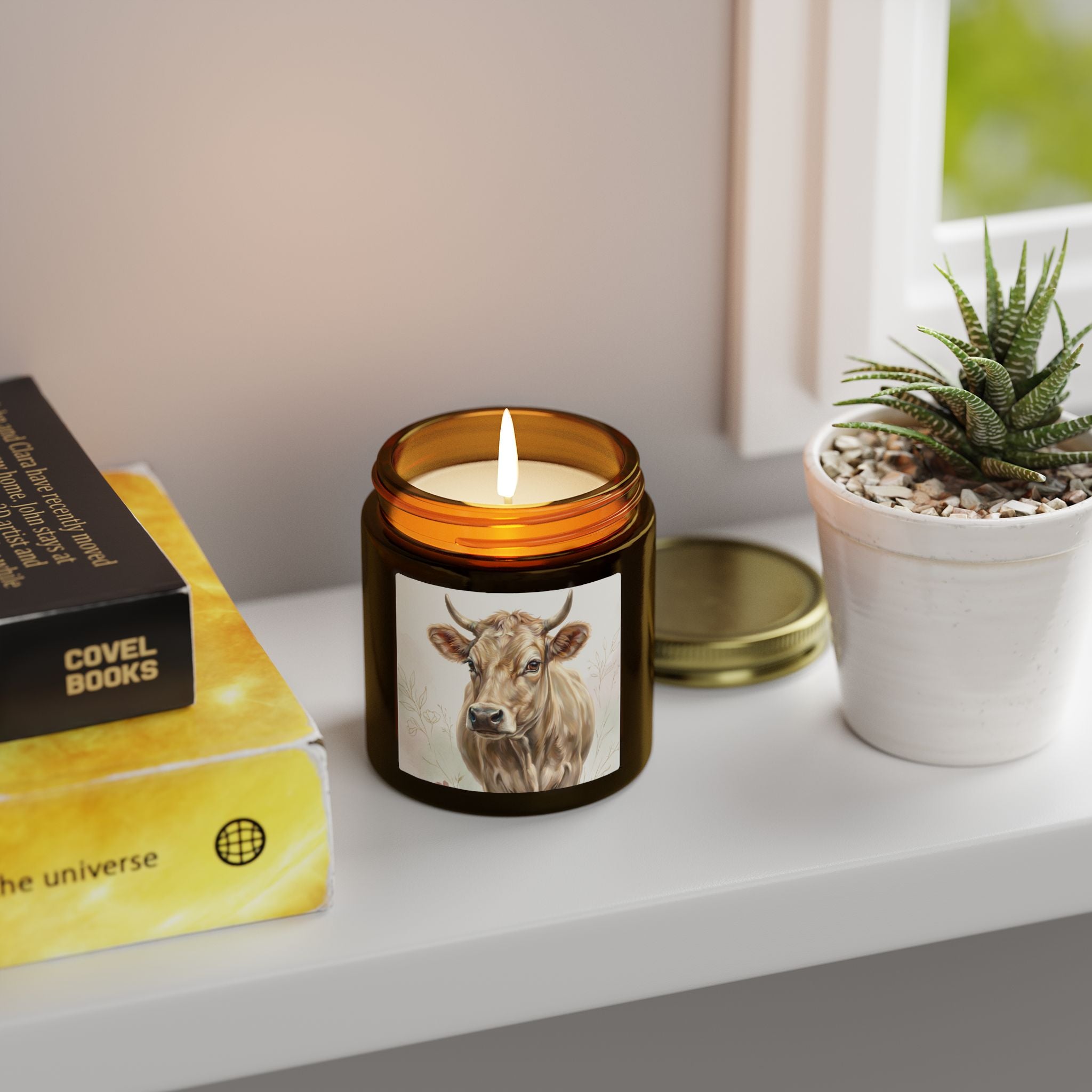 Highland Cow Candle | Farmhouse Decor Gift | Cute Cow Lover Gift | Soy Candle 4oz 9oz | Rustic Home Decor | Country Style Candle