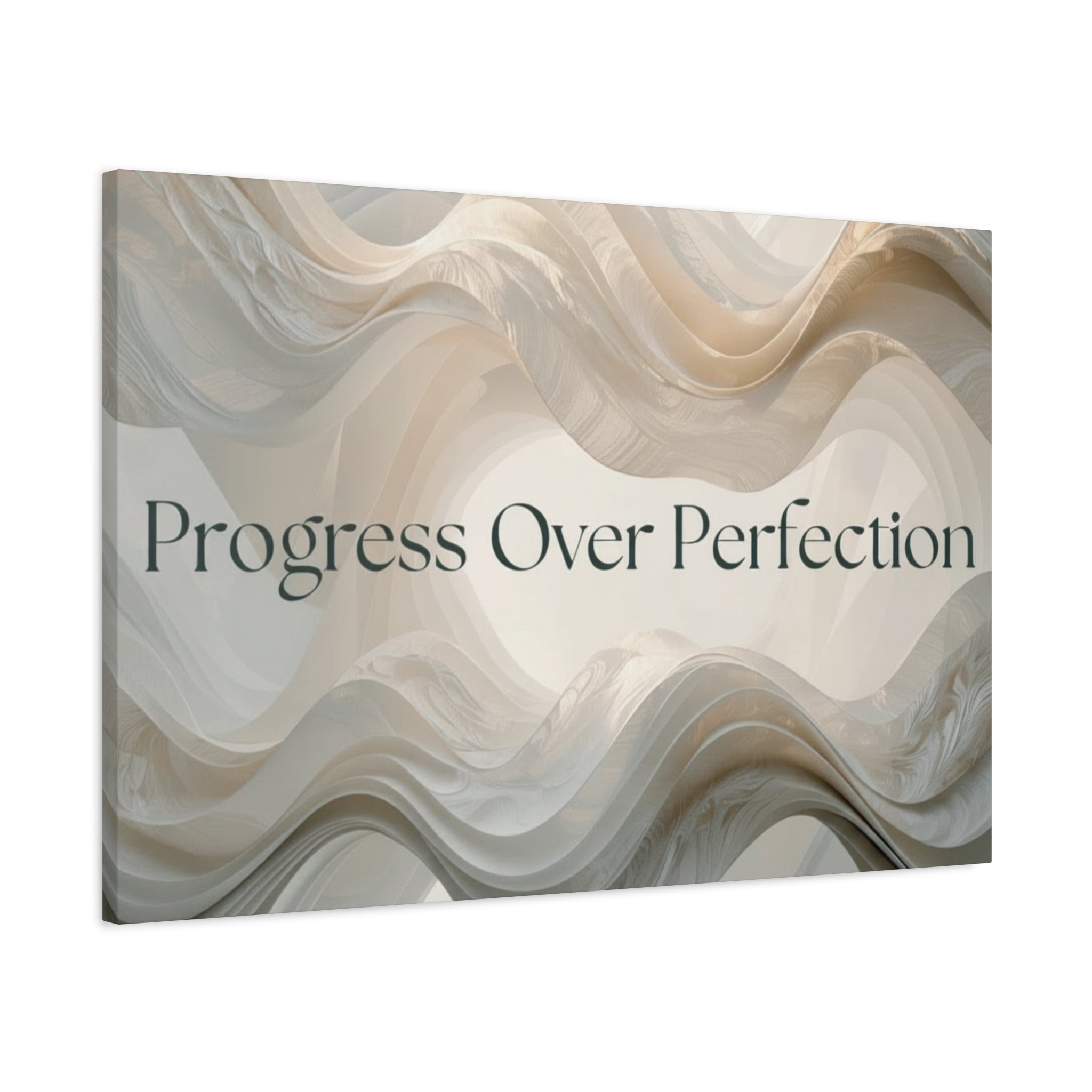 Progress Over Perfection Canvas | Inspirational Wall Art, Neutral Abstract