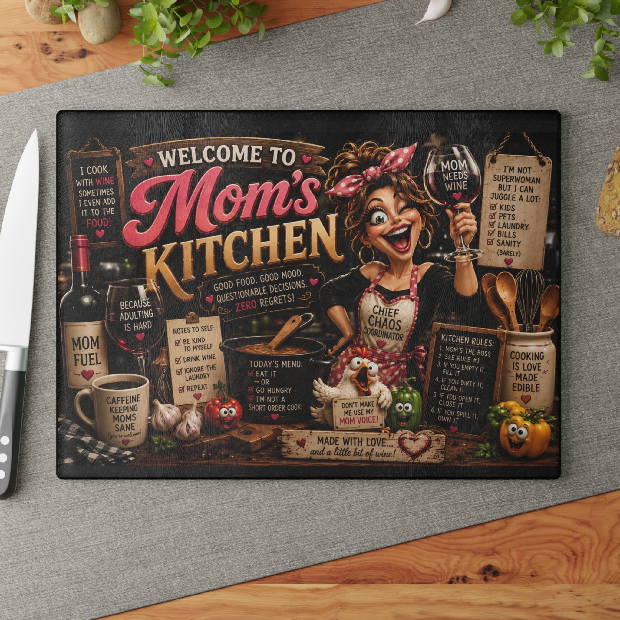 MOM Kitchen Glass Cutting Board — Funny