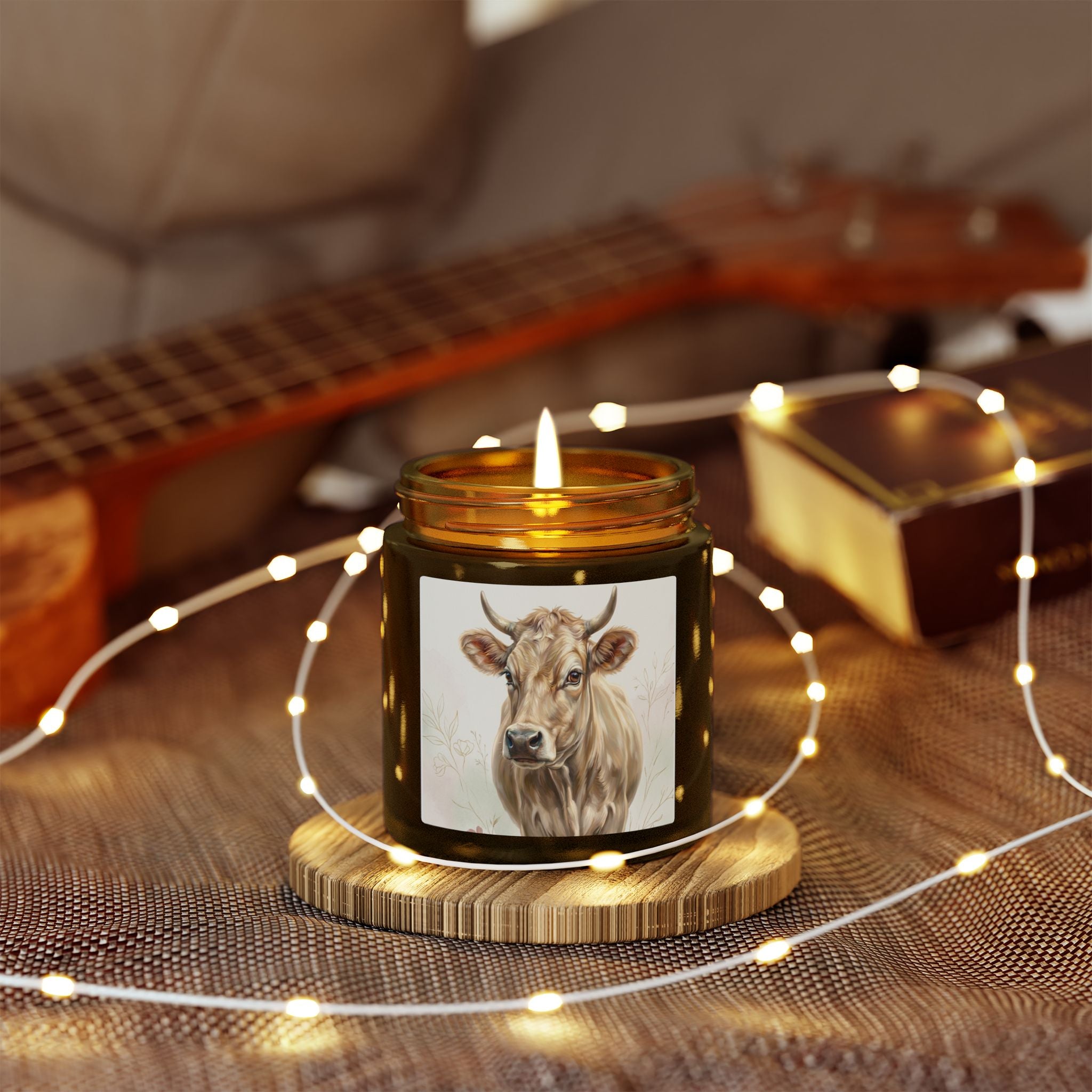 Highland Cow Candle | Farmhouse Decor Gift | Cute Cow Lover Gift | Soy Candle 4oz 9oz | Rustic Home Decor | Country Style Candle