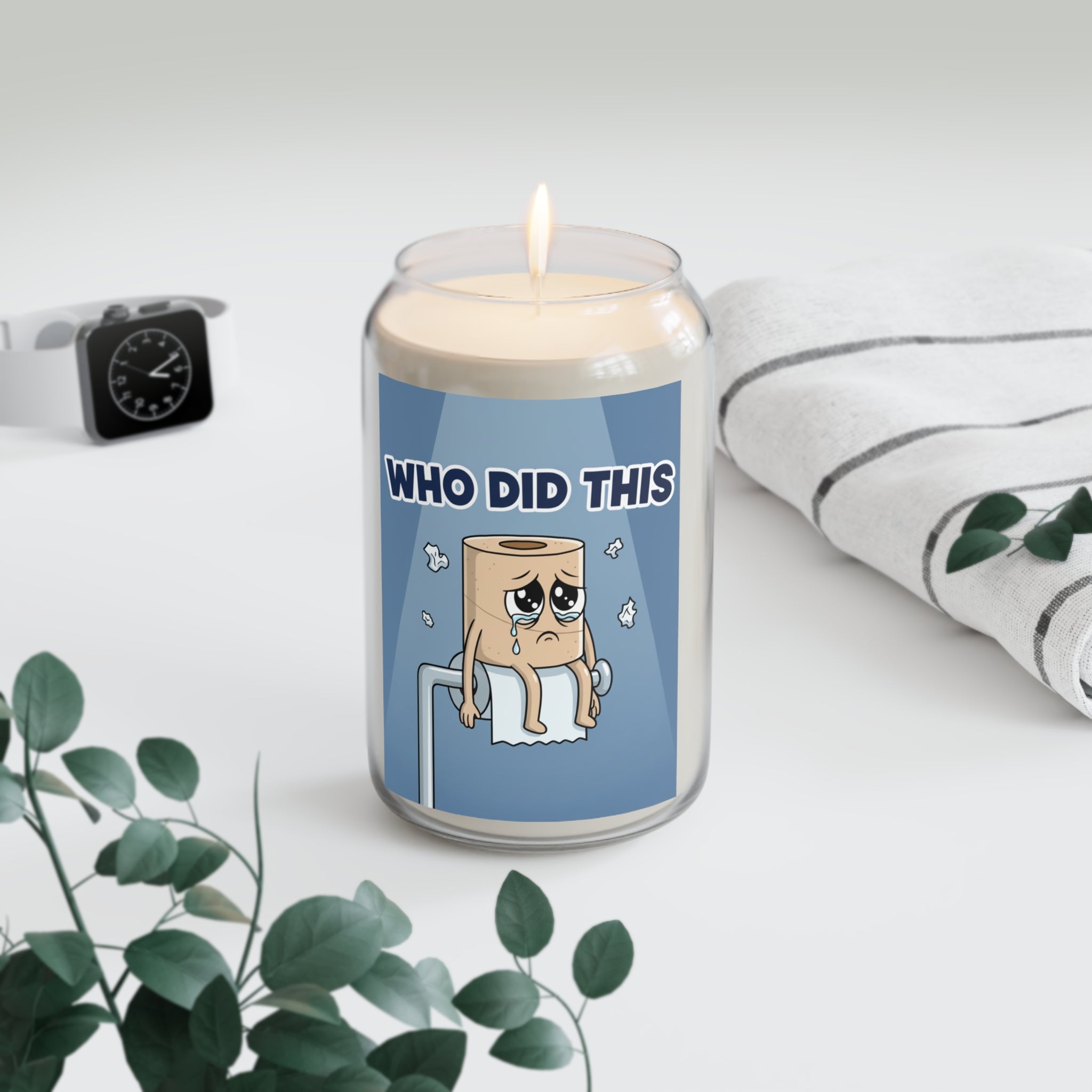 Bathroom Funny Illustration Who Did This Candle, Soy Candle