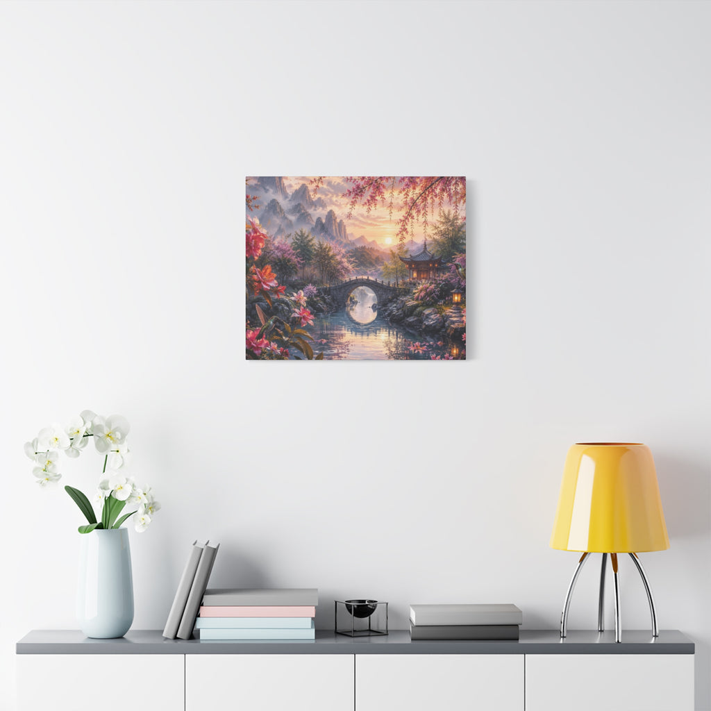 Zen Cherry Blossom Landscape Matte Canvas