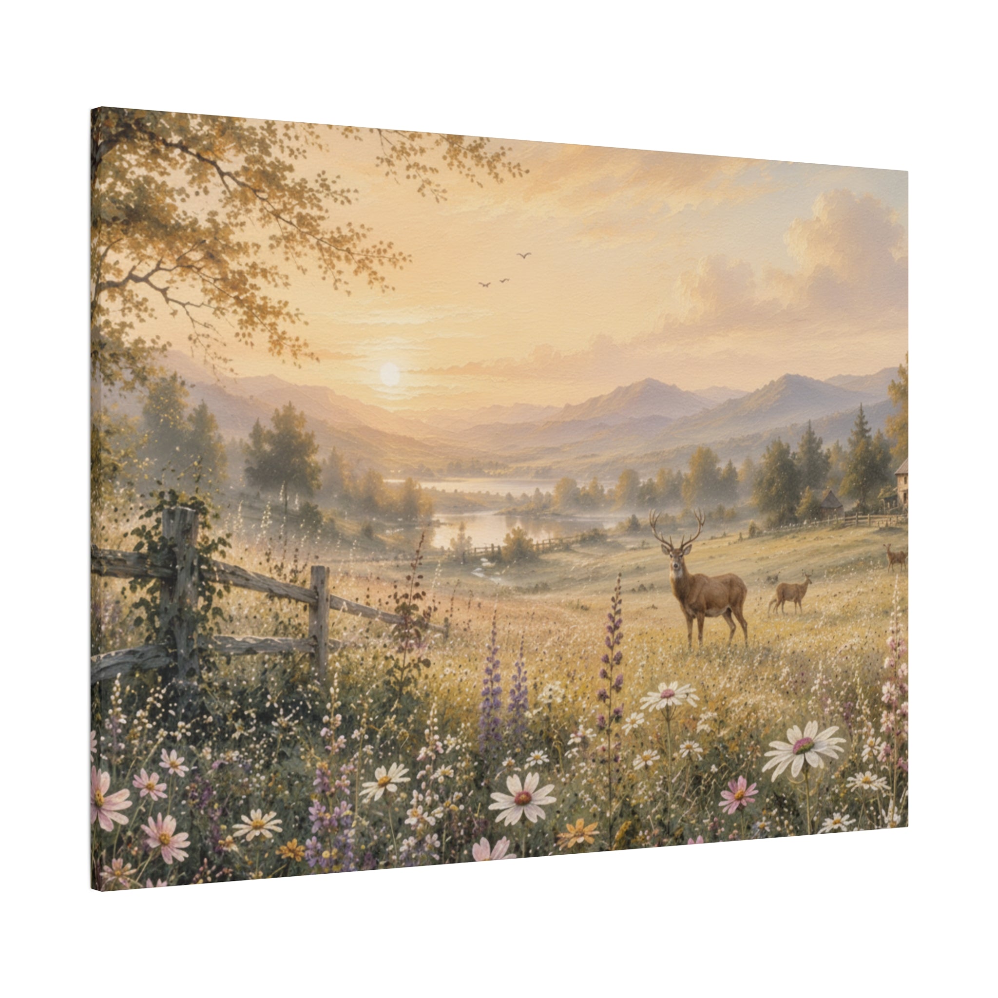 Deer Meadow Sunrise Canvas