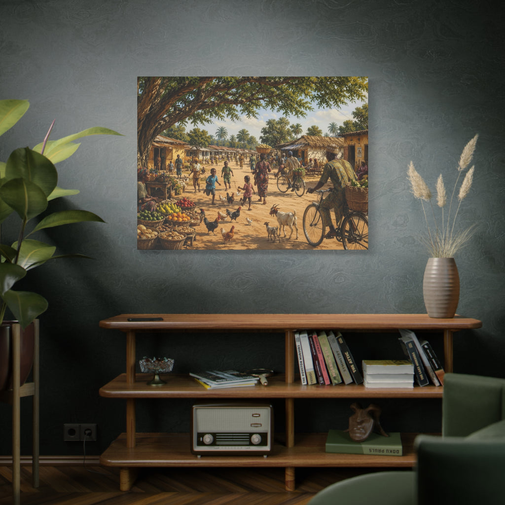 Nigerian Market Day Villagers Matte Canvas