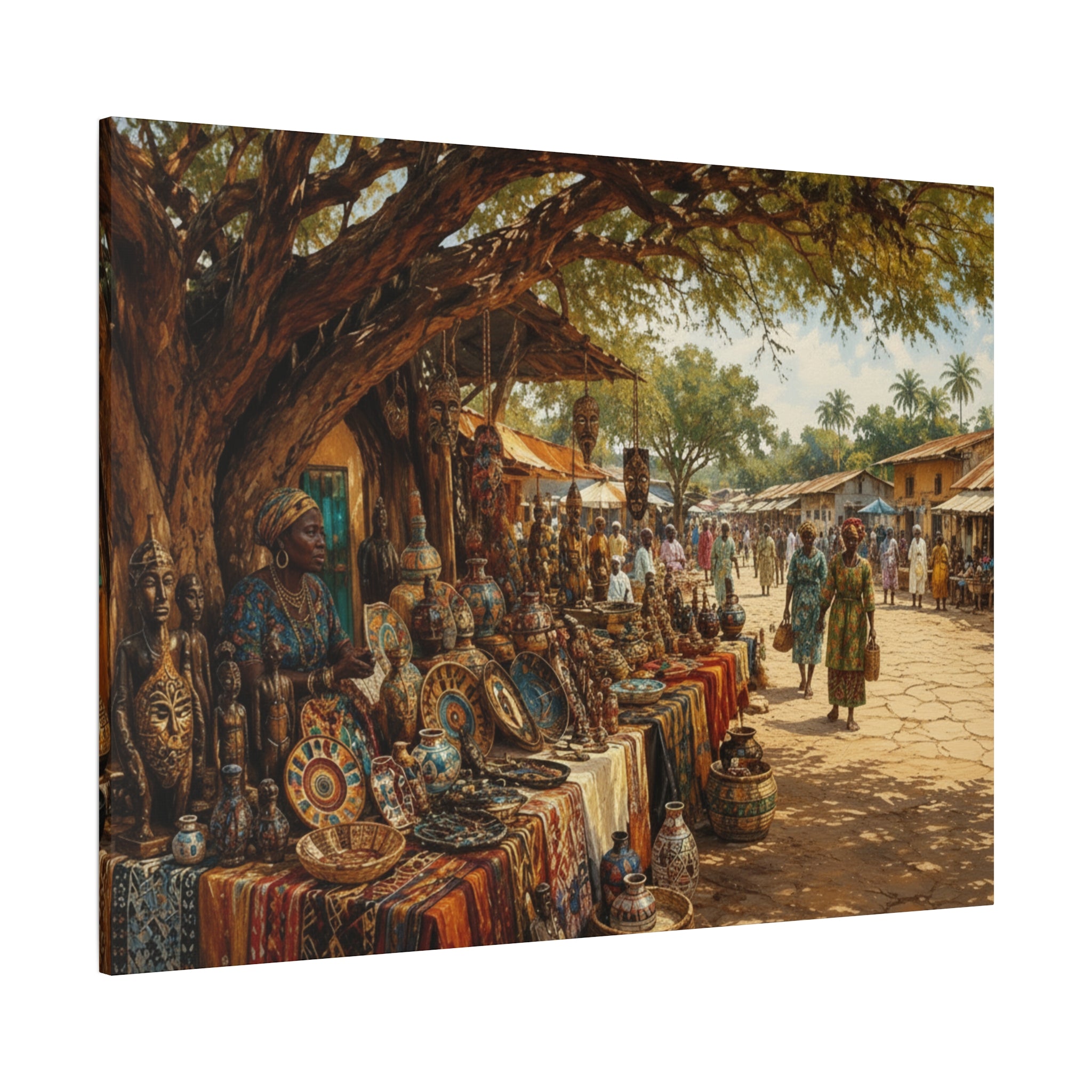 Nigerian Market Day Cultural Matte Canvas