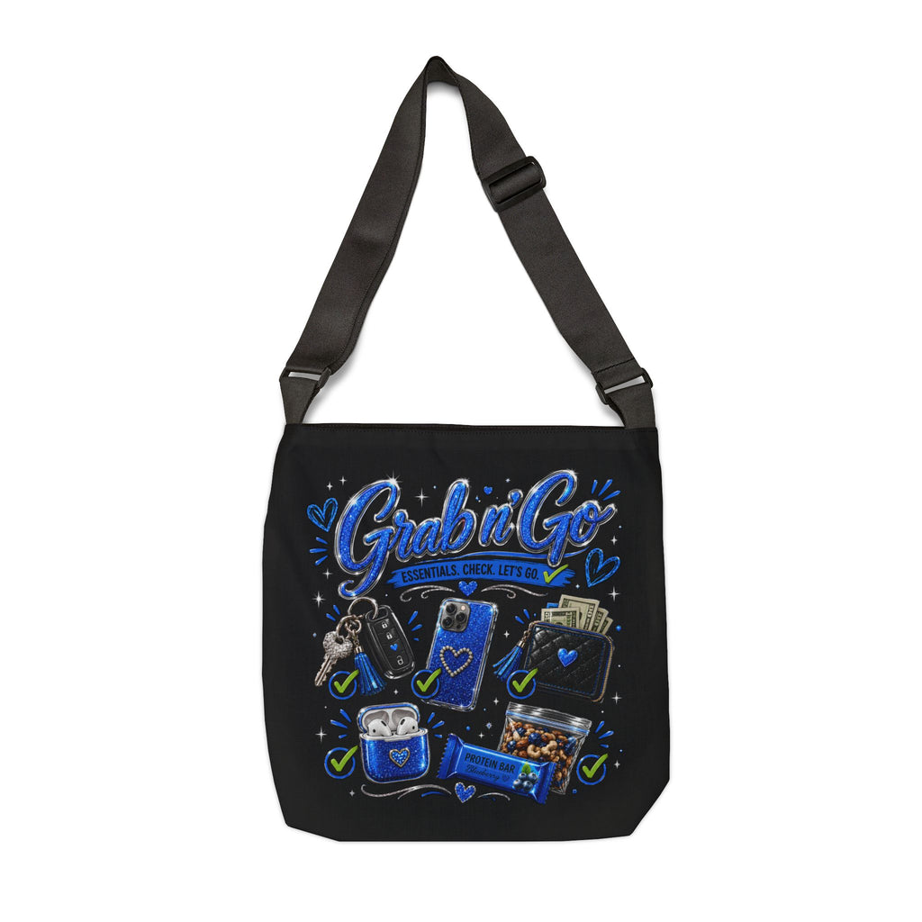 Grab n' Go Tote Bag — Blue Travel Essentials Adjustable Shoulder Tote