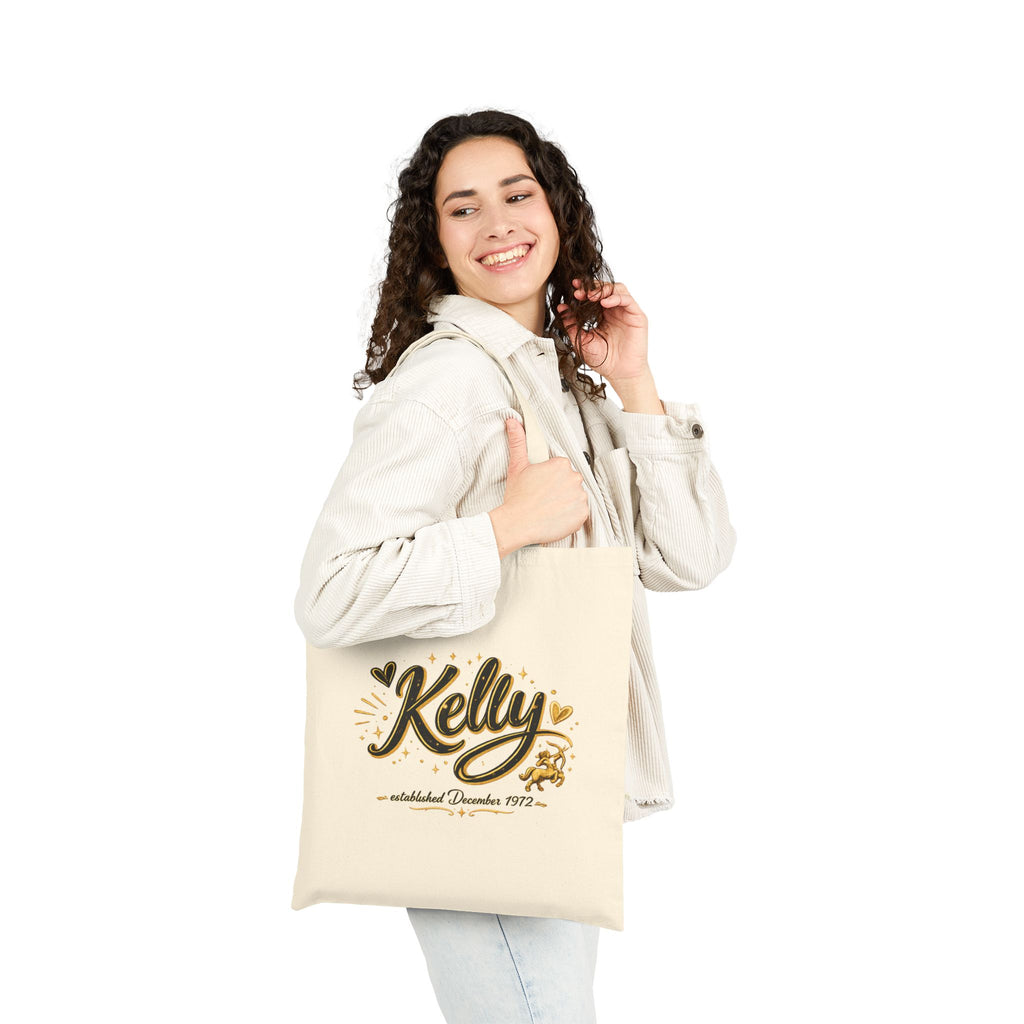 Personalized Tote Bag — "Kelly" Cotton Canvas Grocery & Market Tote