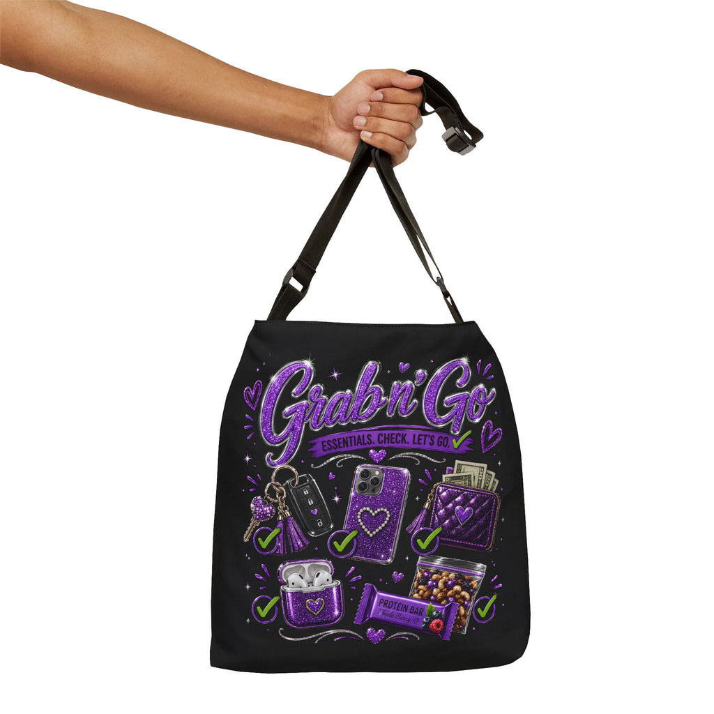 Grab n' Go Tote Bag — Purple Travel Essentials Adjustable Shoulder Tote
