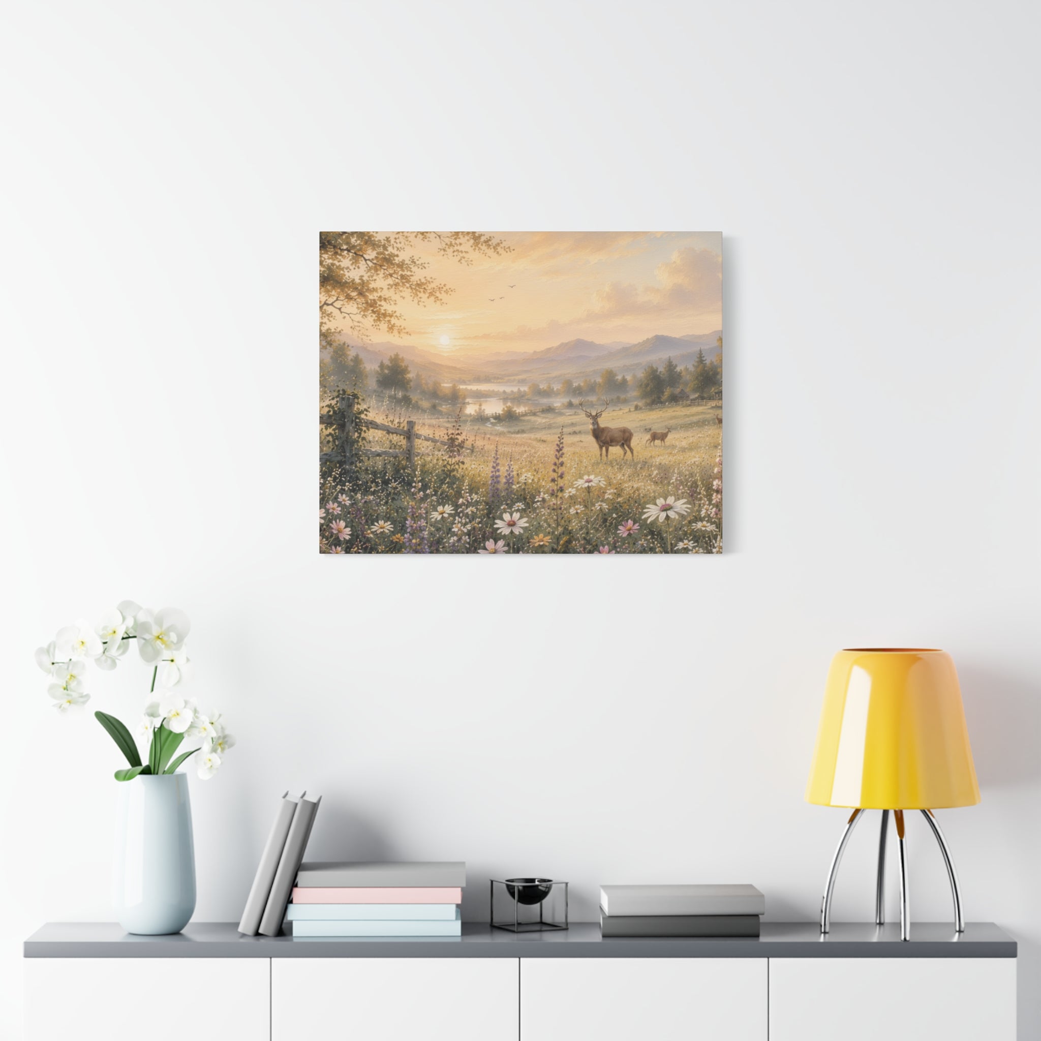 Deer Meadow Sunrise Canvas