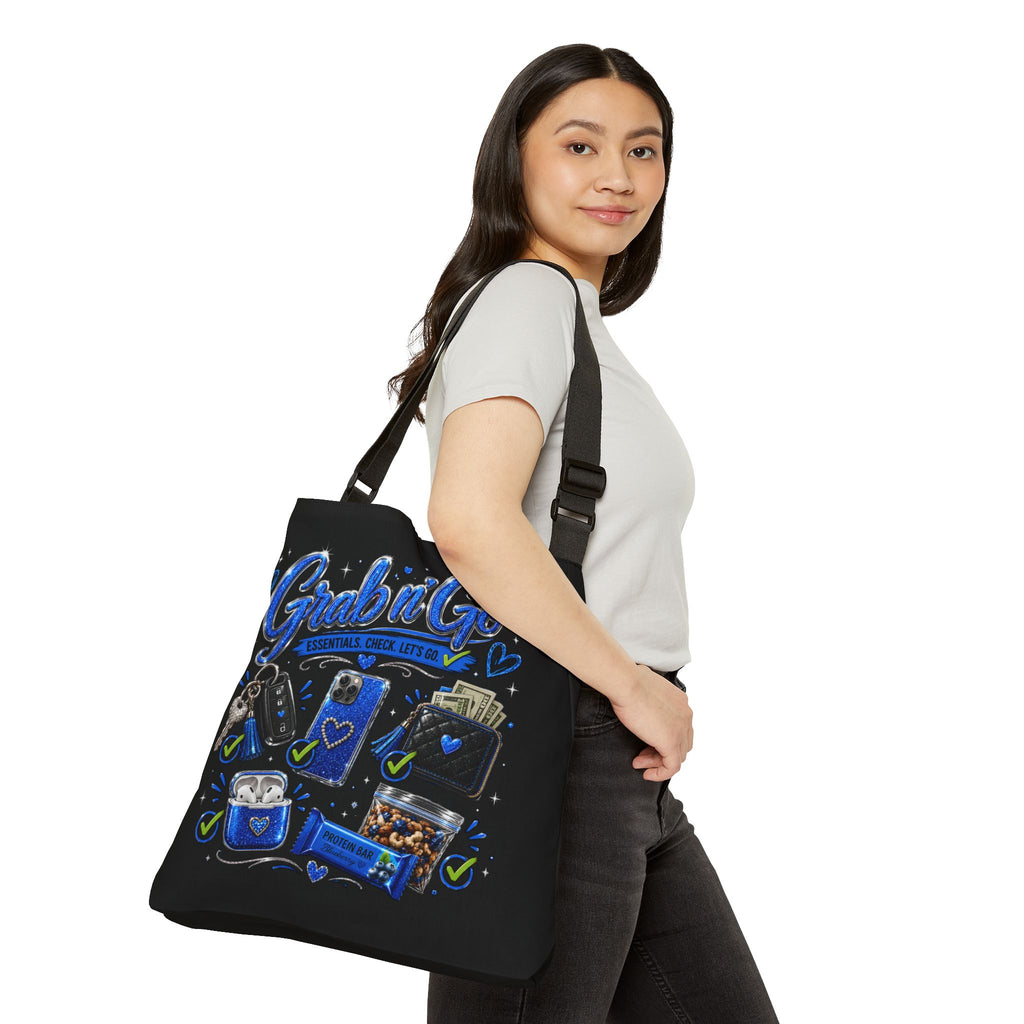 Grab n' Go Tote Bag — Blue Travel Essentials Adjustable Shoulder Tote