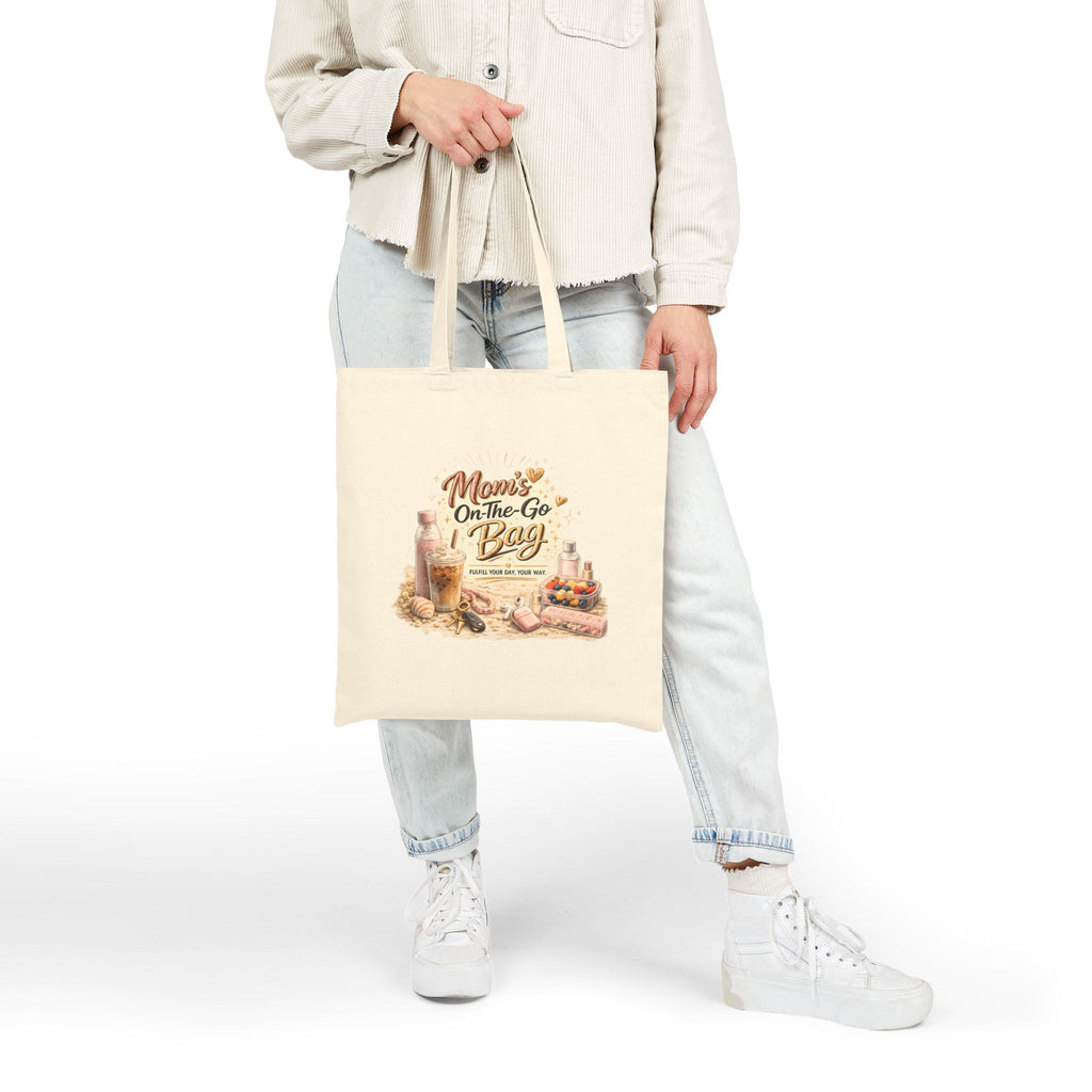 Tote Bag — "Mom’s On The Go Bag" Cotton Canvas Grocery & Market Tote