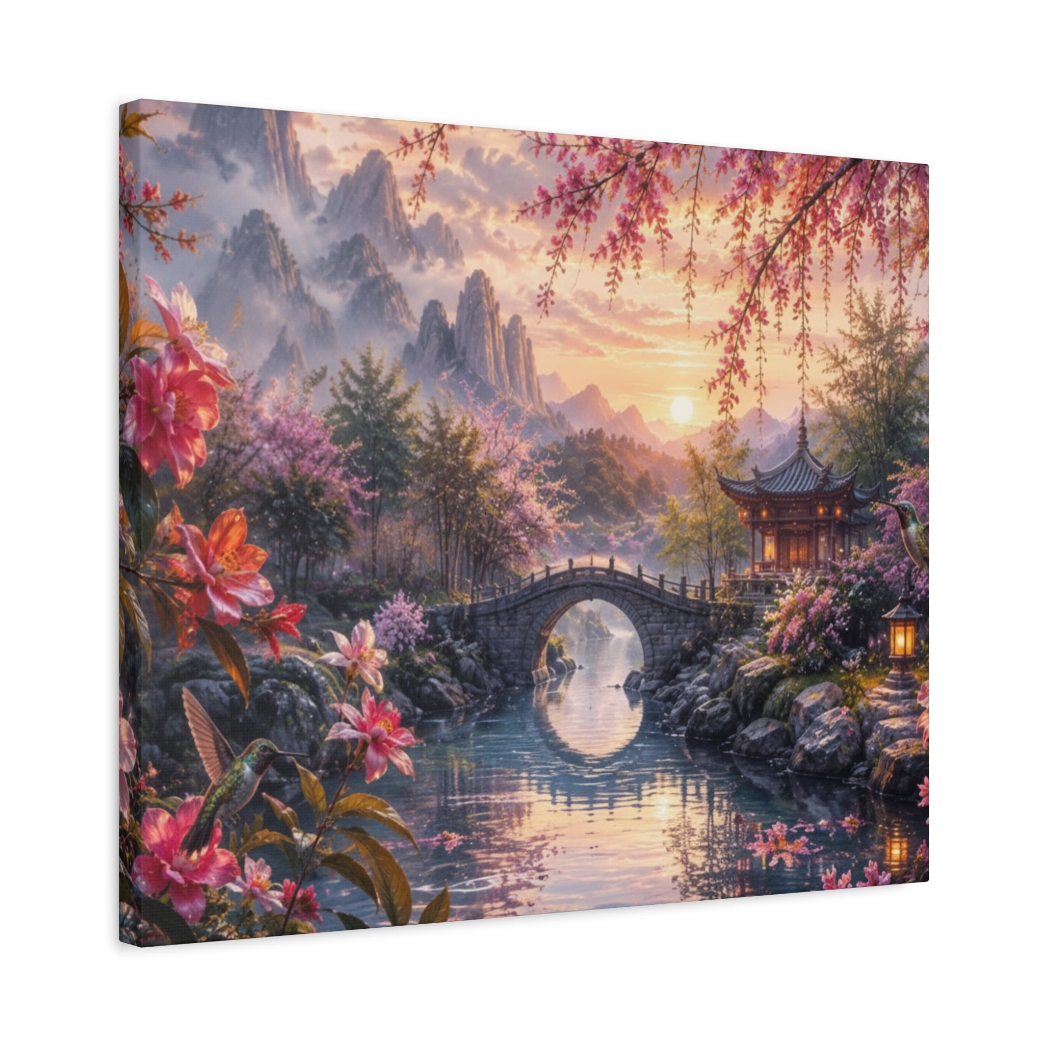 Zen Cherry Blossom Landscape Matte Canvas