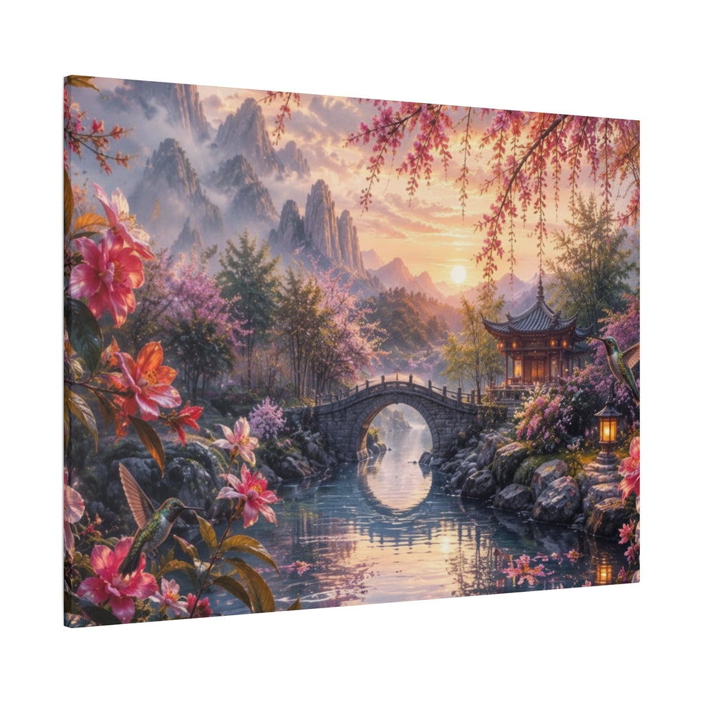 Zen Cherry Blossom Landscape Matte Canvas