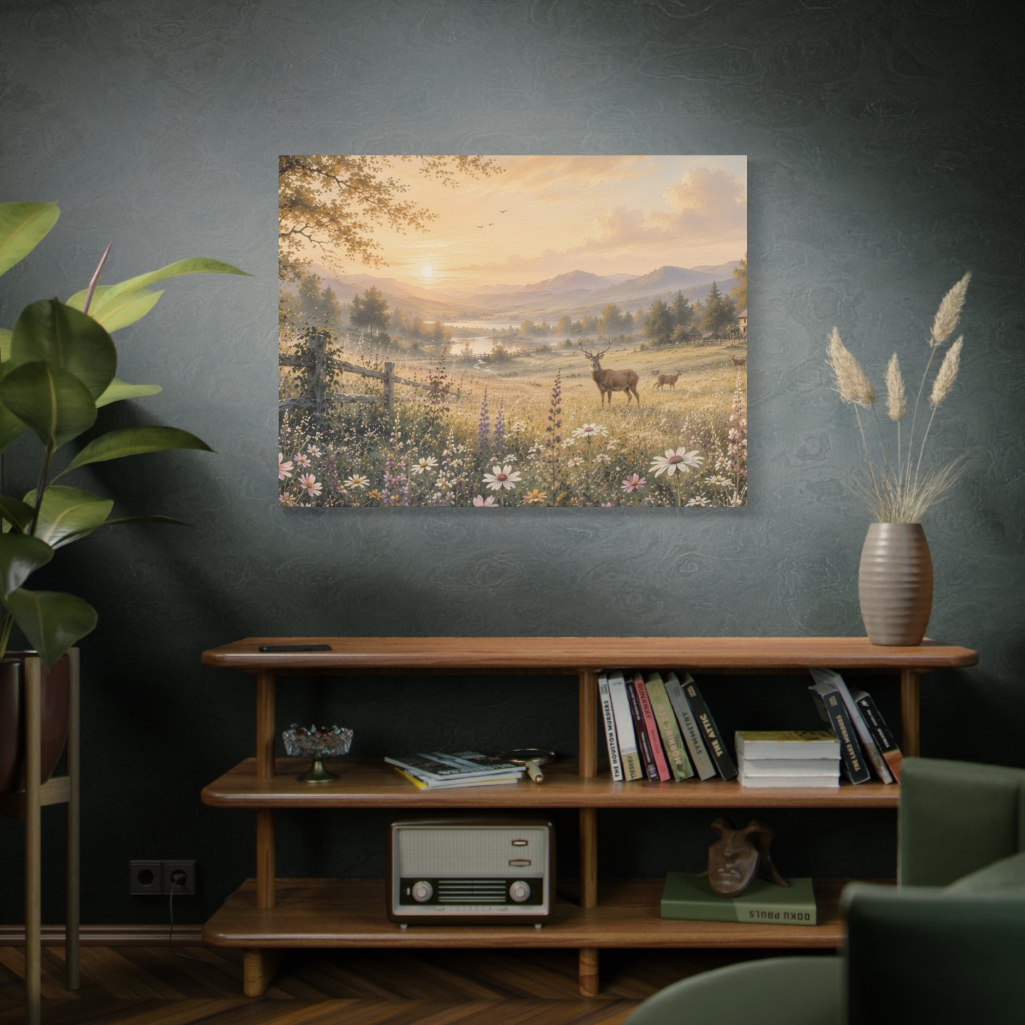 Deer Meadow Sunrise Canvas