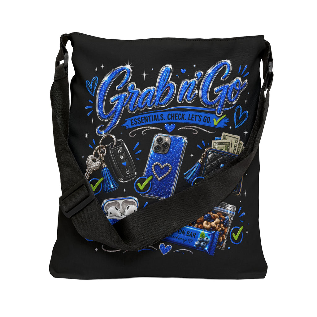 Grab n' Go Tote Bag — Blue Travel Essentials Adjustable Shoulder Tote