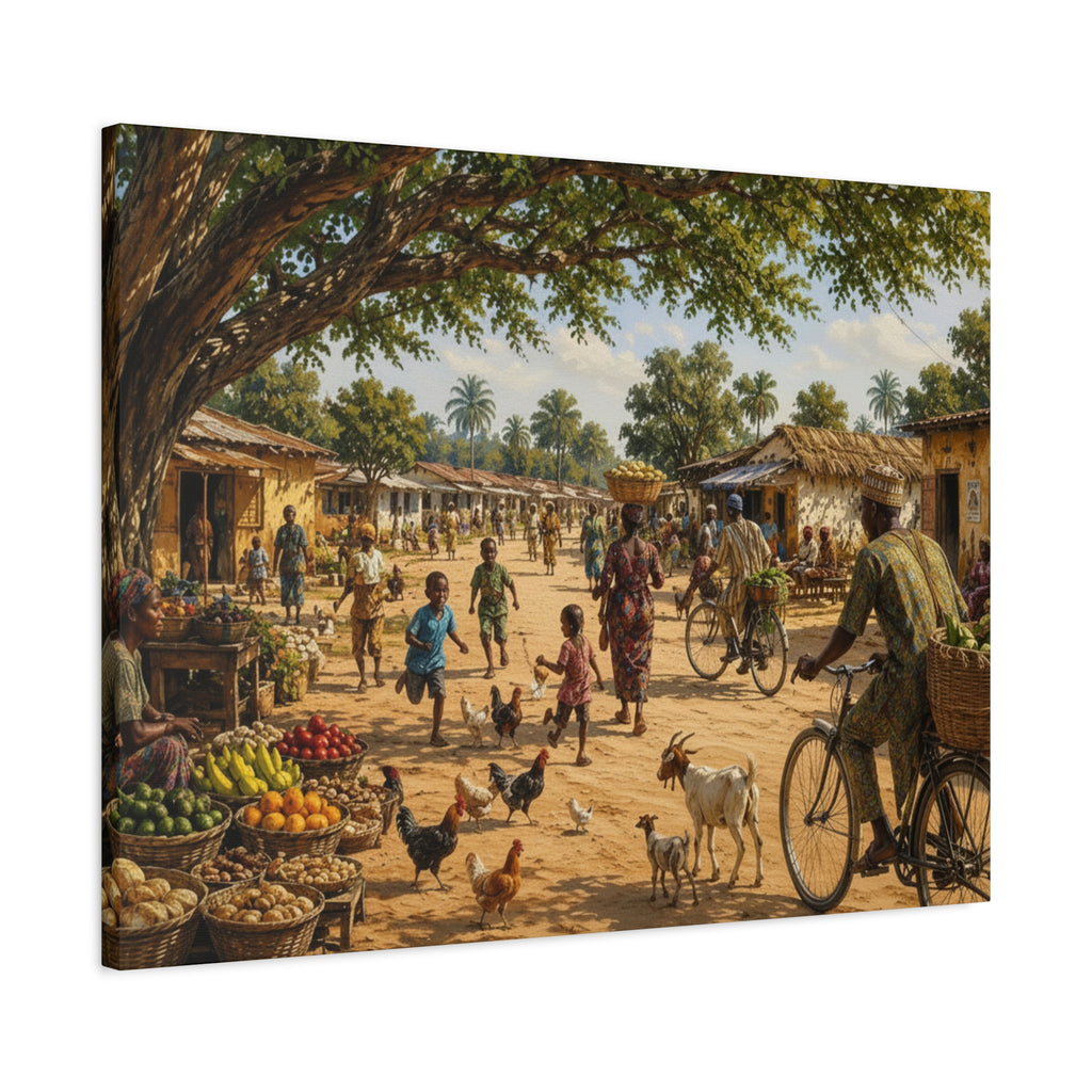 Nigerian Market Day Villagers Matte Canvas