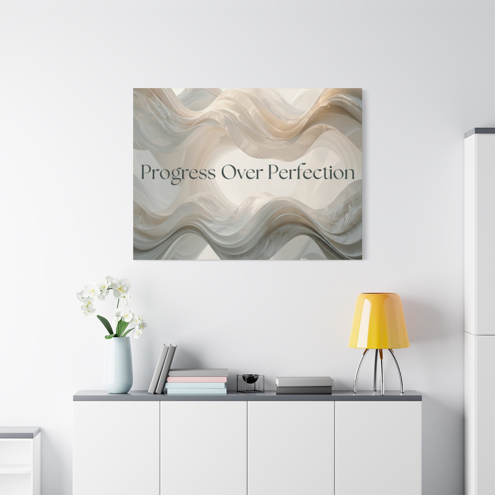 Progress Over Perfection Canvas | Inspirational Wall Art, Neutral Abstract