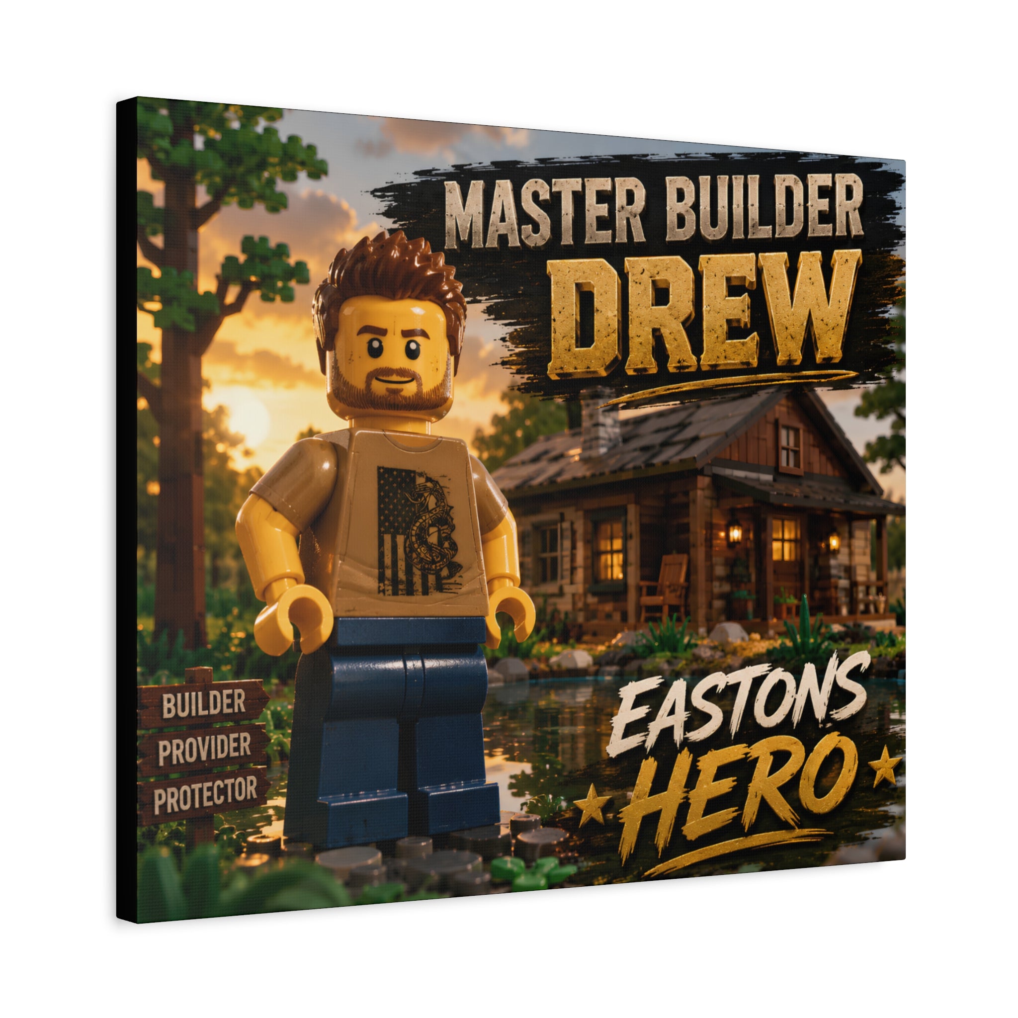 Master Builder “Name” Custom Canvas - “”Name” Hero” LEGO Minifigure Wall Art
