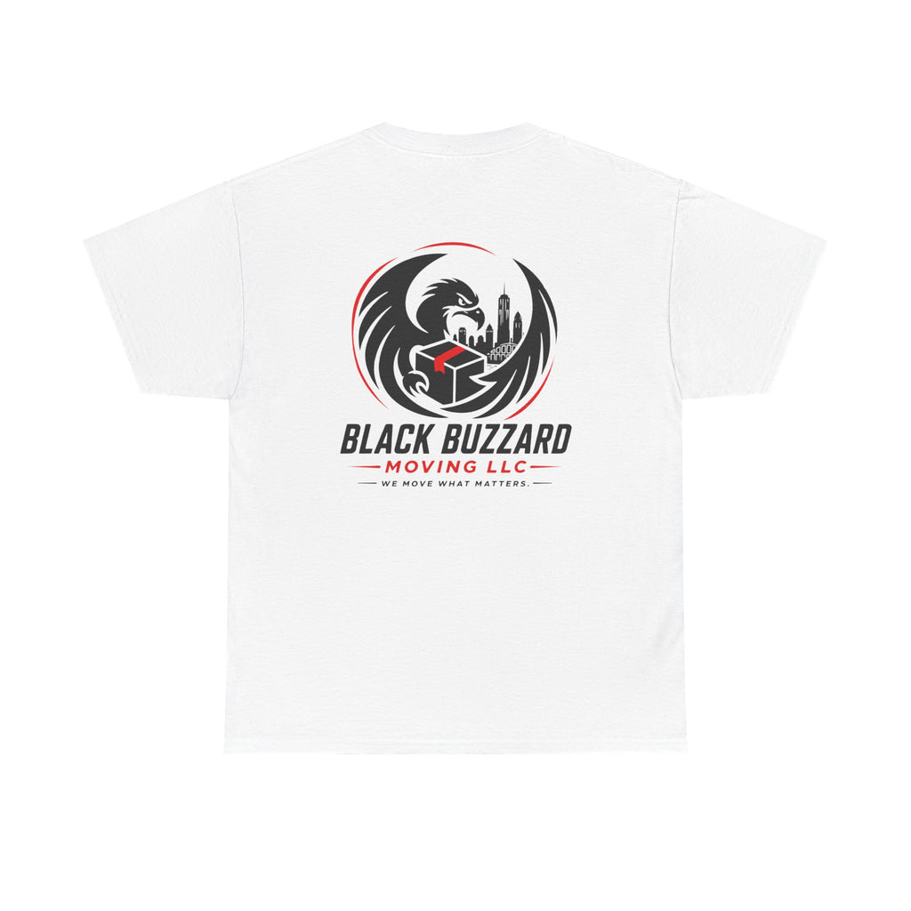 Moving Company White/Grey Logo Tee — "Black Buzzard Moving Co." Graphic T-Shirt