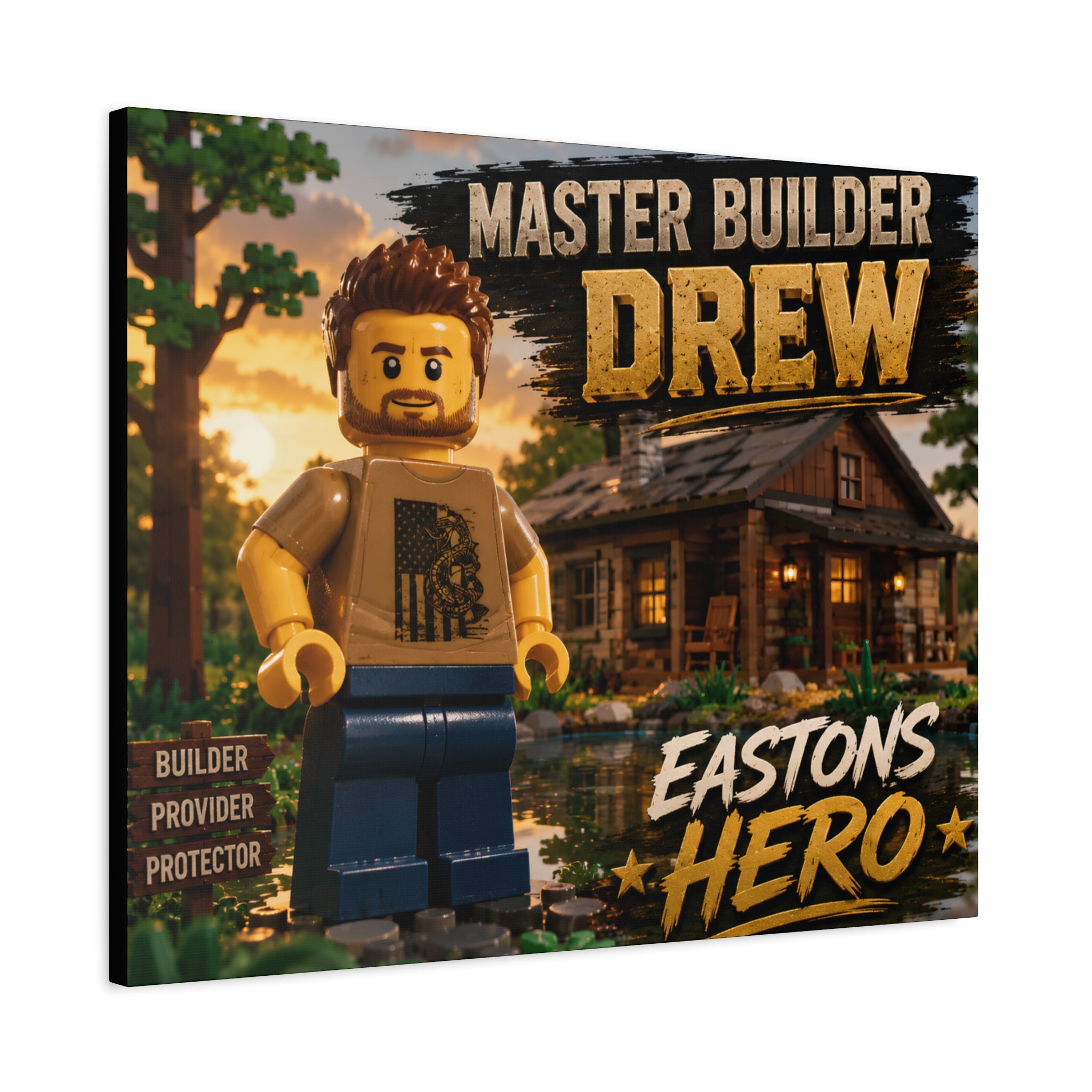 Master Builder “Name” Custom Canvas - “”Name” Hero” LEGO Minifigure Wall Art