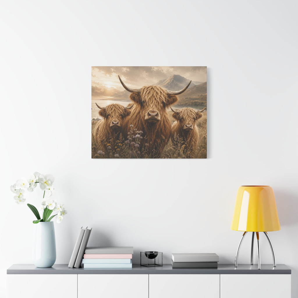 Highland Cows Canvas | Matte Stretched Wall Art