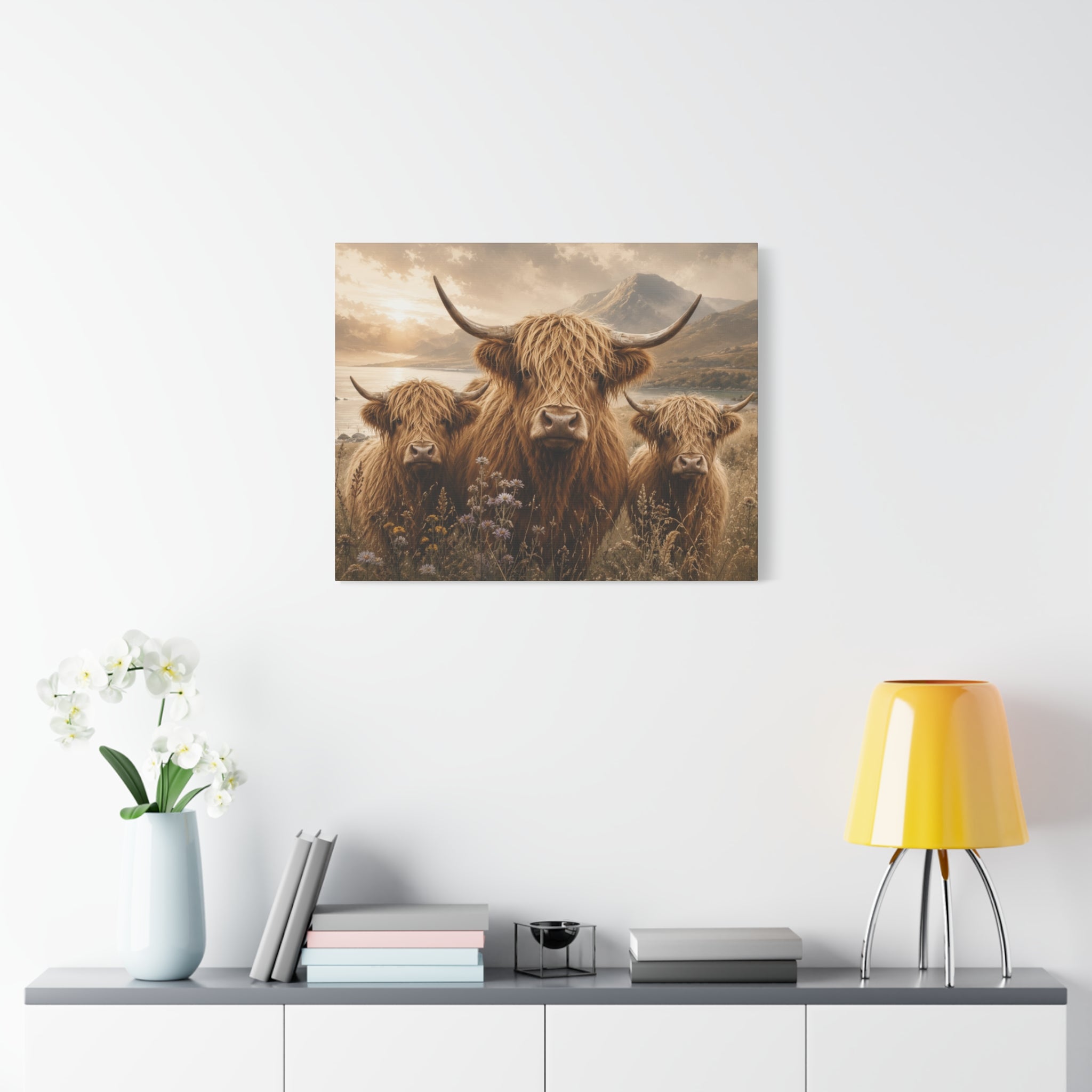 Highland Cows Canvas | Matte Stretched Wall Art
