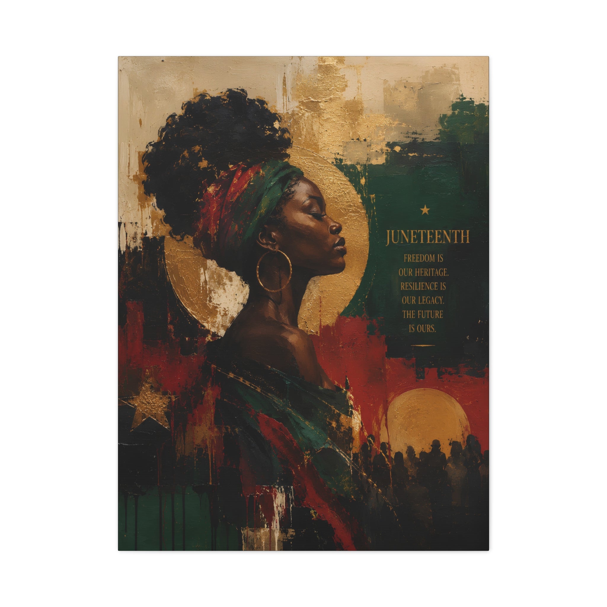 Juneteenth African Portrait Canvas Art – Inspirational Black History Wall Décor