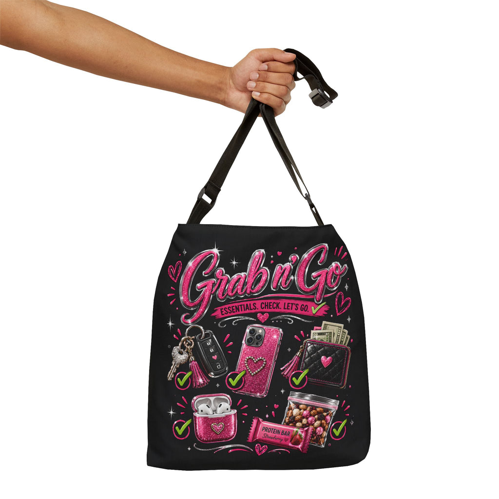Grab n' Go Tote Bag — Pink Travel Essentials Adjustable Shoulder Tote