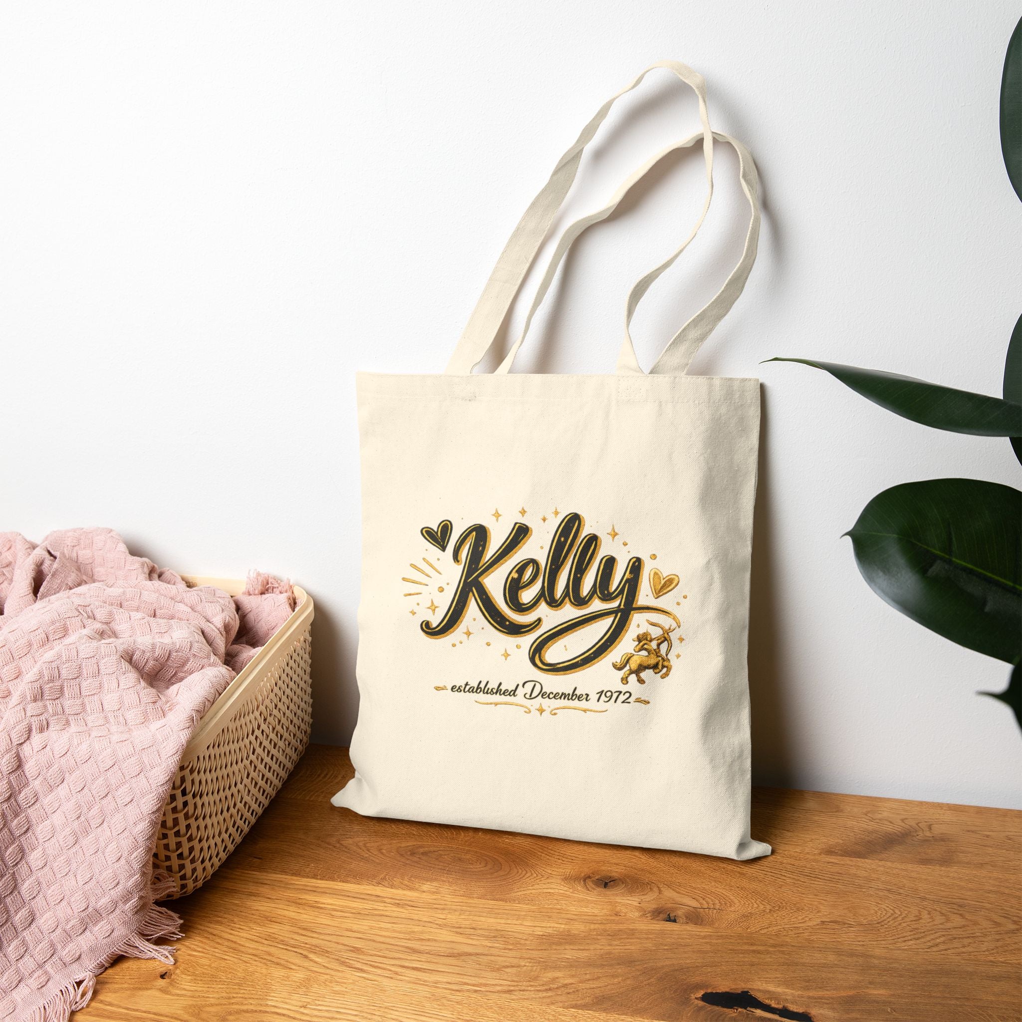 Personalized Tote Bag — "Kelly" Cotton Canvas Grocery & Market Tote