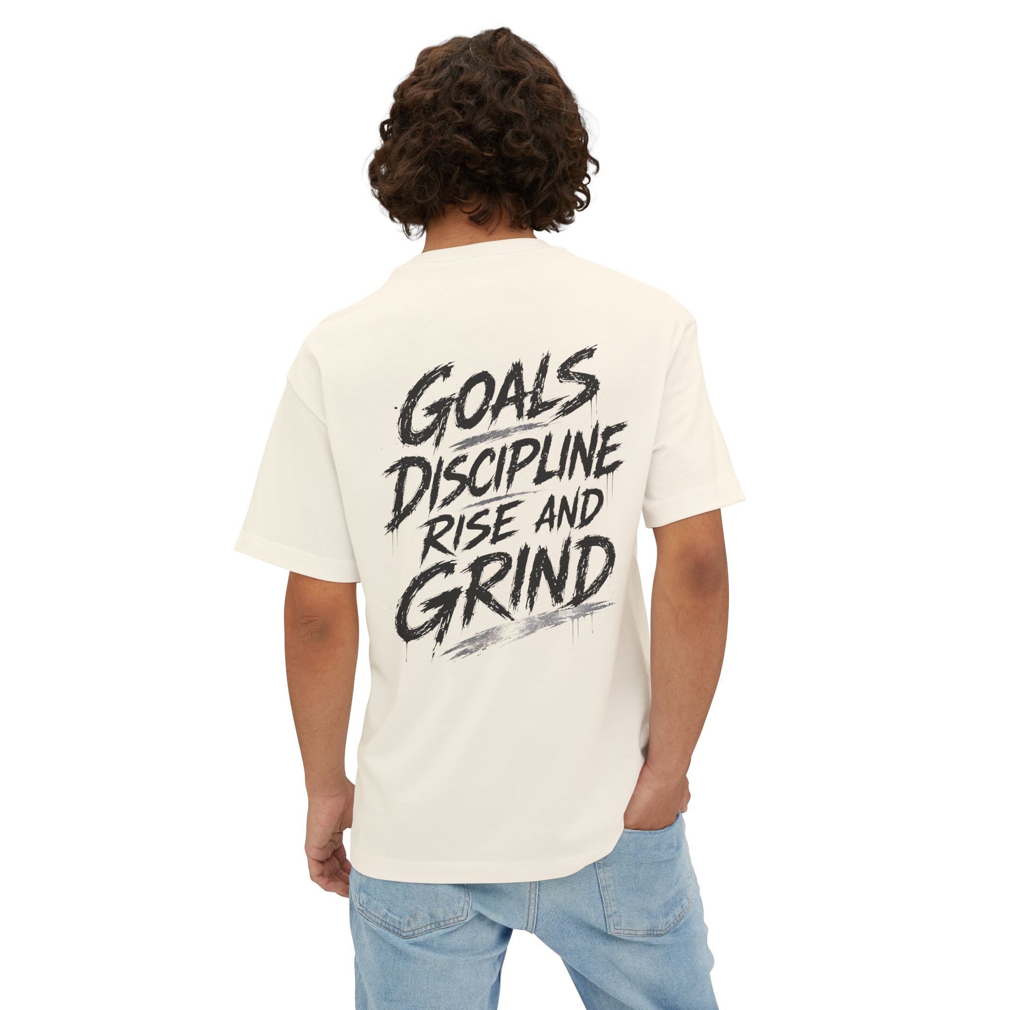 Goals Discipline Rise and Grind Oversized Tee — Graphic Boxy T-Shirt