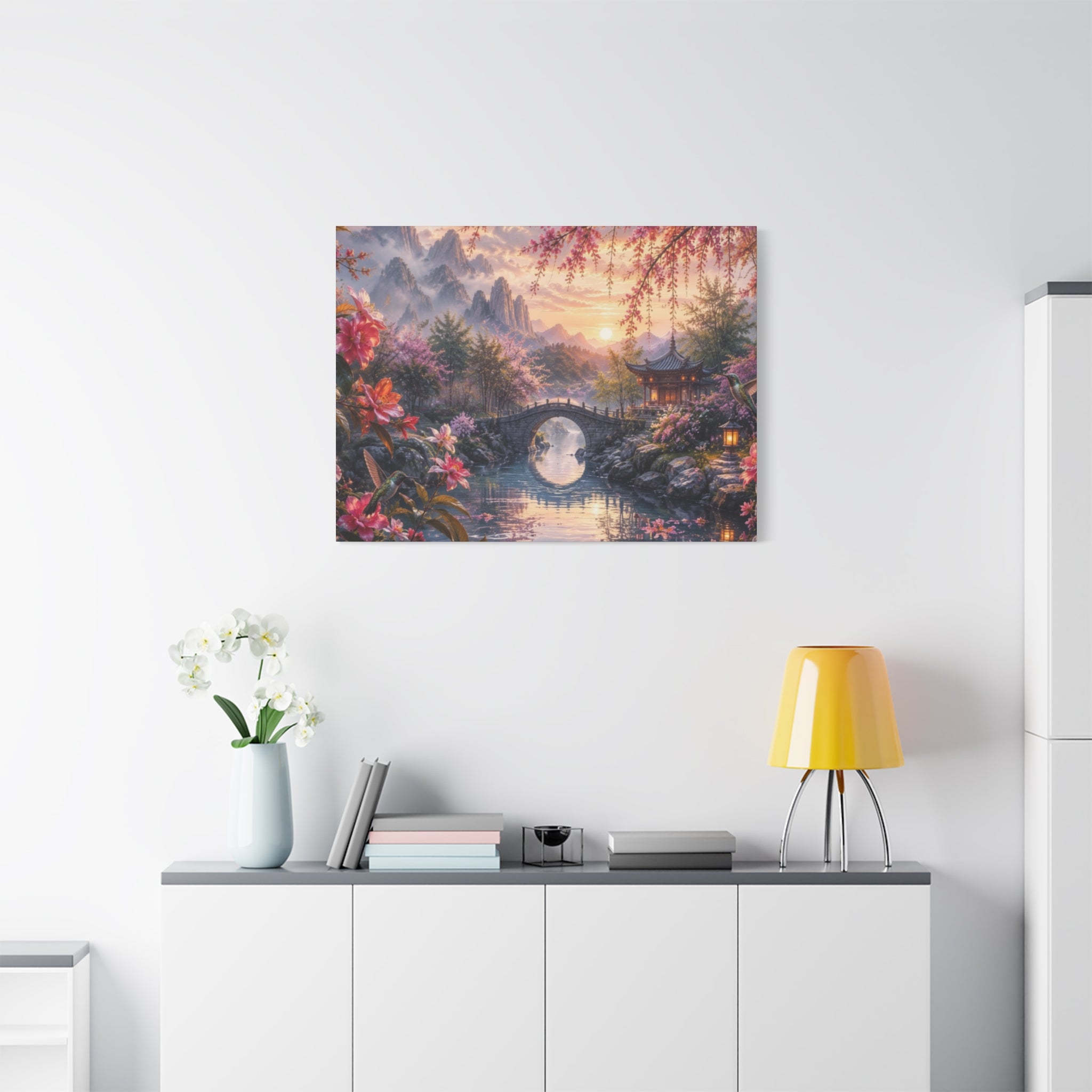 Zen Cherry Blossom Landscape Matte Canvas
