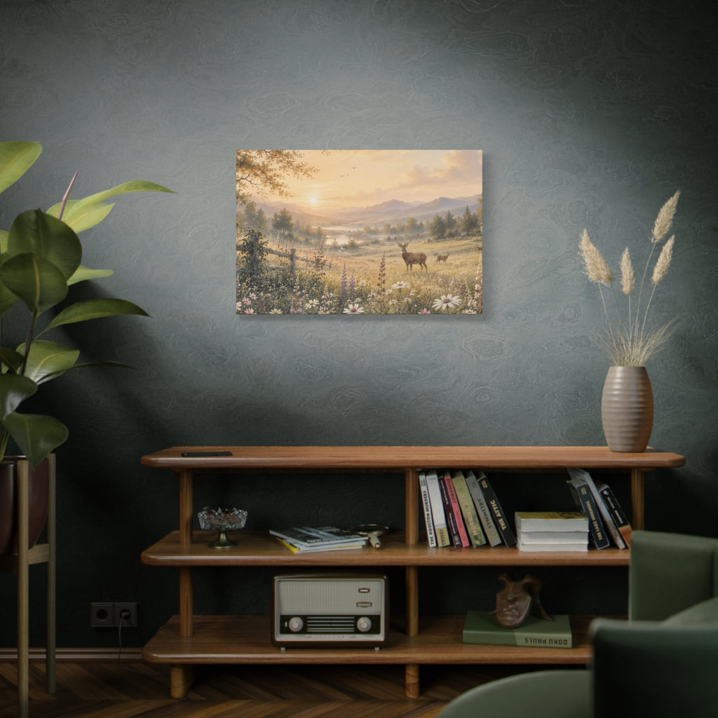 Deer Meadow Sunrise Canvas