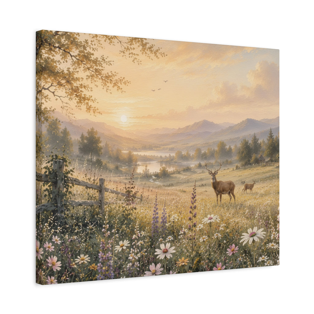 Deer Meadow Sunrise Canvas
