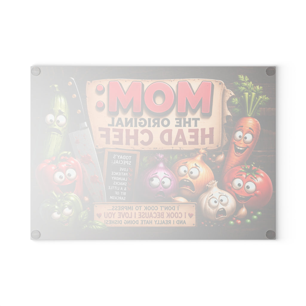MOM Chef Kitchen Glass Cutting Board — Funny