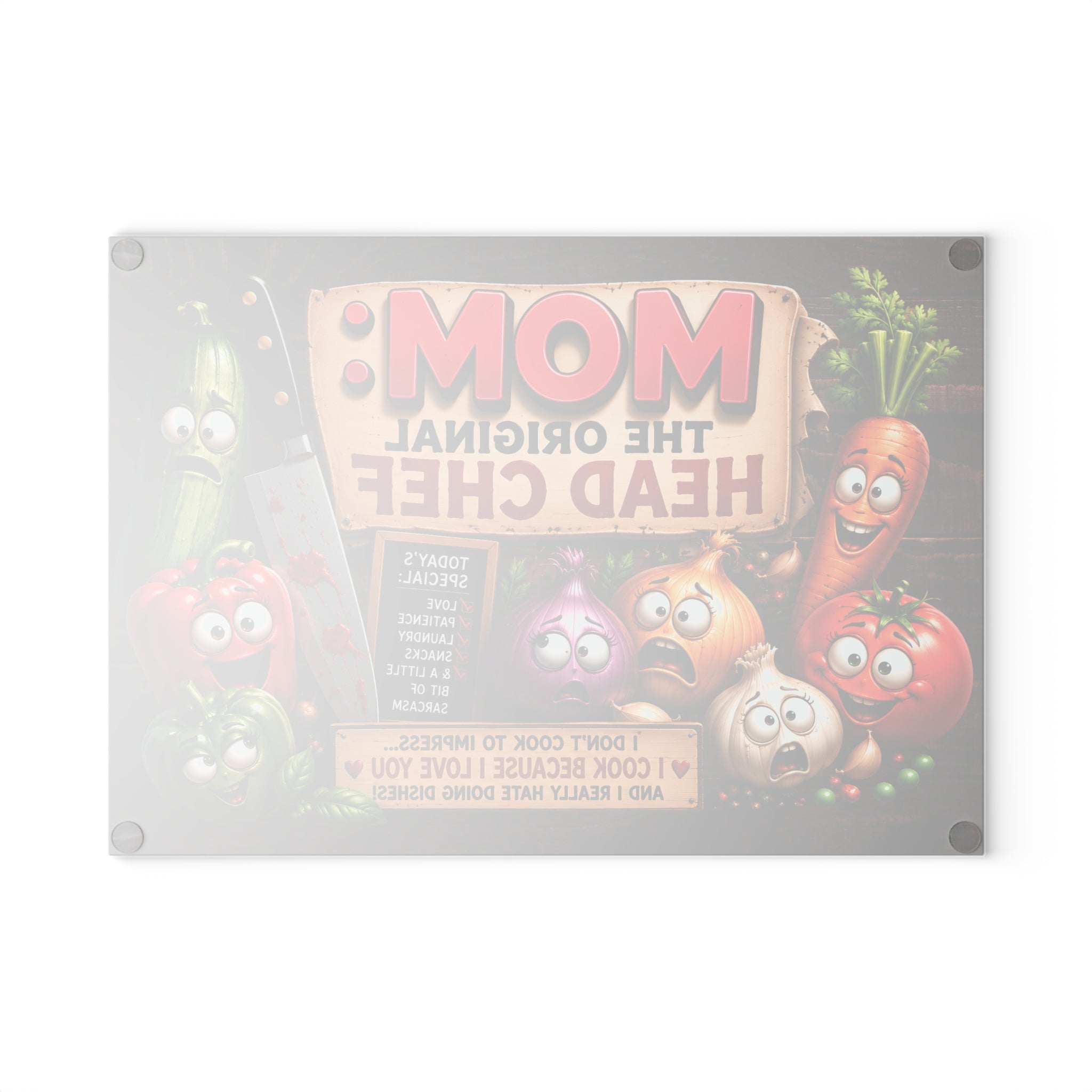 MOM Chef Kitchen Glass Cutting Board — Funny