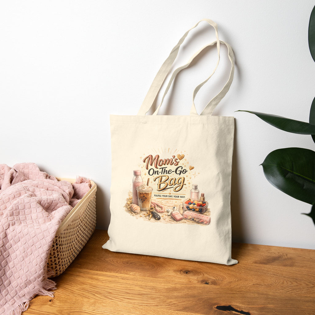 Tote Bag — "Mom’s On The Go Bag" Cotton Canvas Grocery & Market Tote