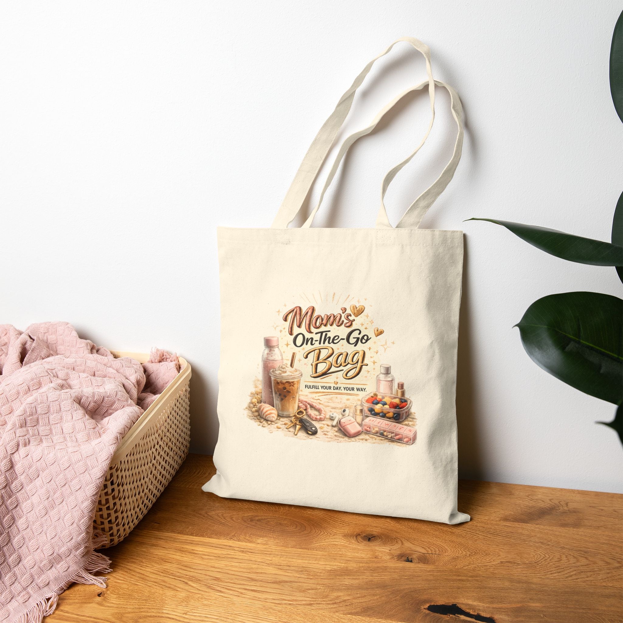 Tote Bag — "Mom’s On The Go Bag" Cotton Canvas Grocery & Market Tote