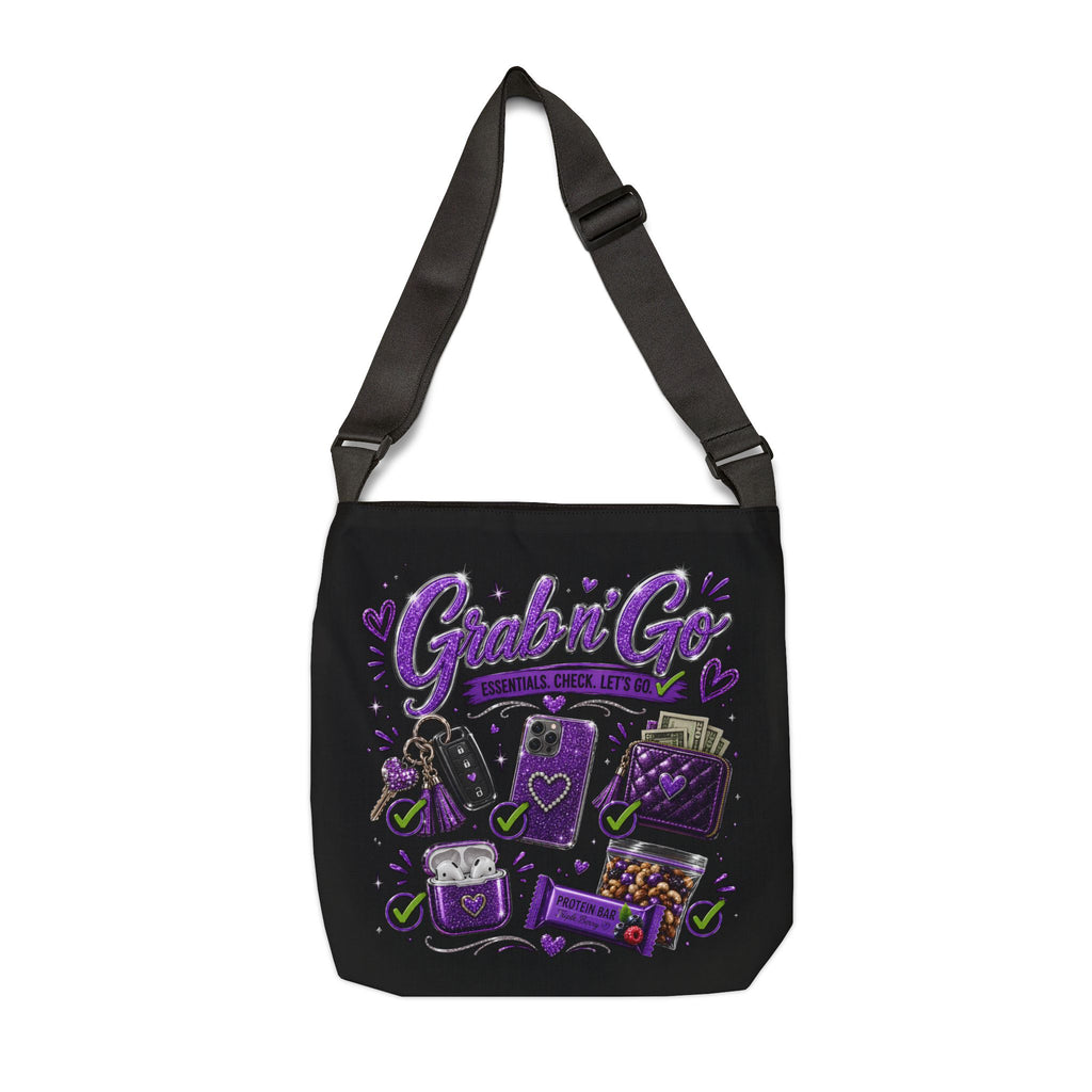 Grab n' Go Tote Bag — Purple Travel Essentials Adjustable Shoulder Tote