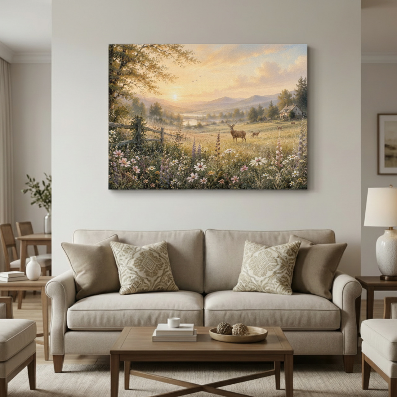 Deer Meadow Sunrise Canvas