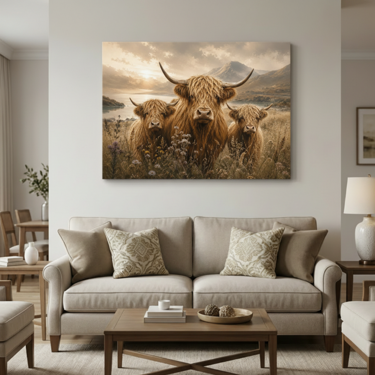 Highland Cows Canvas | Matte Stretched Wall Art
