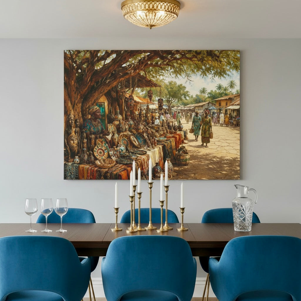 Nigerian Market Day Cultural Matte Canvas