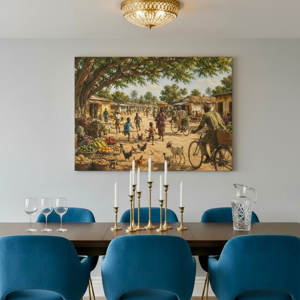 Nigerian Market Day Villagers Matte Canvas