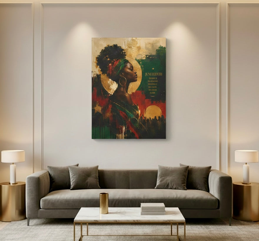 Juneteenth African Portrait Canvas Art – Inspirational Black History Wall Décor