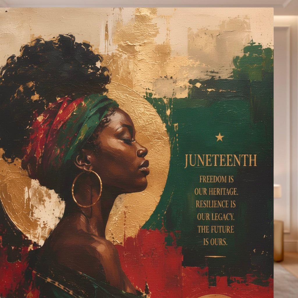 Juneteenth African Portrait Canvas Art – Inspirational Black History Wall Décor