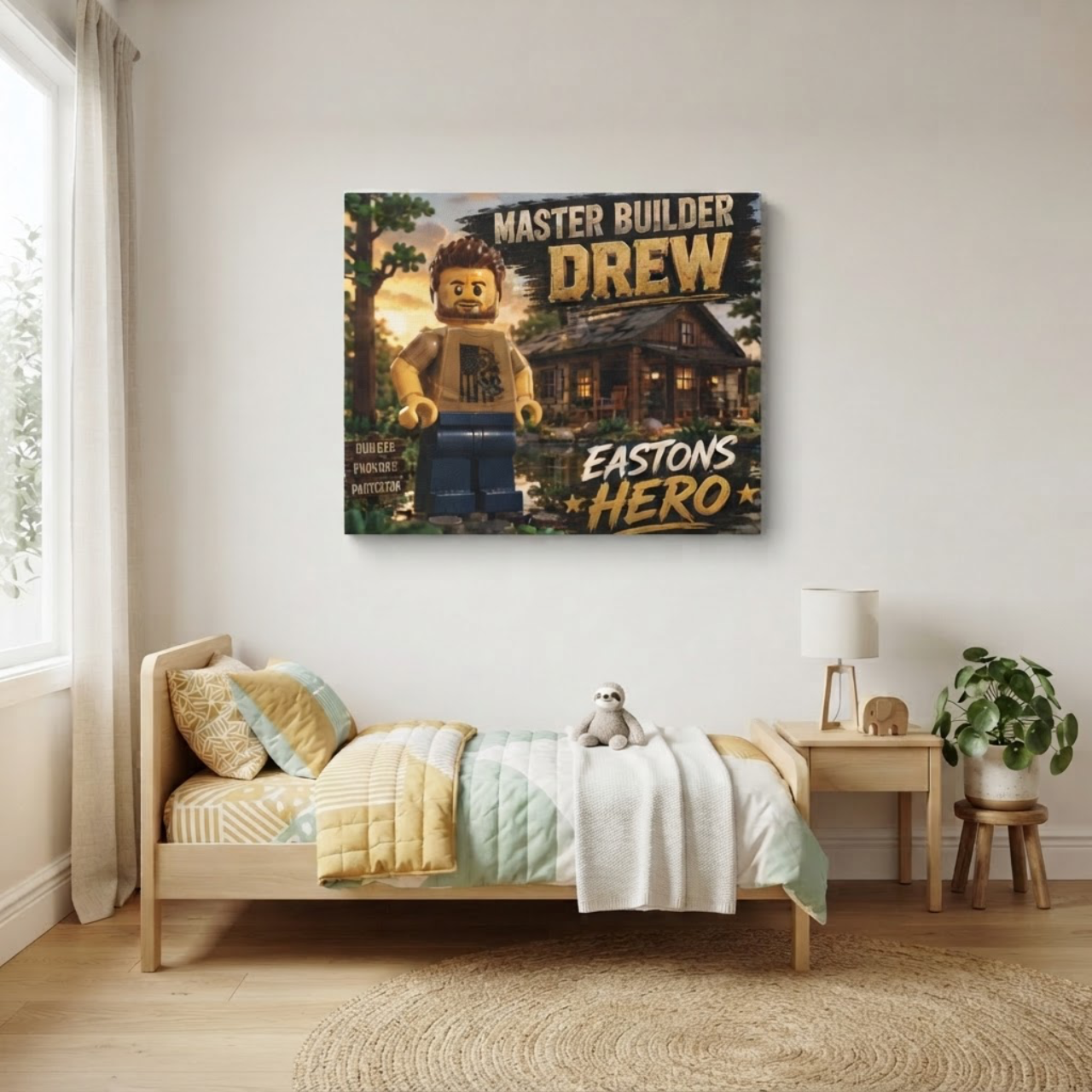 Master Builder “Name” Custom Canvas - “”Name” Hero” LEGO Minifigure Wall Art