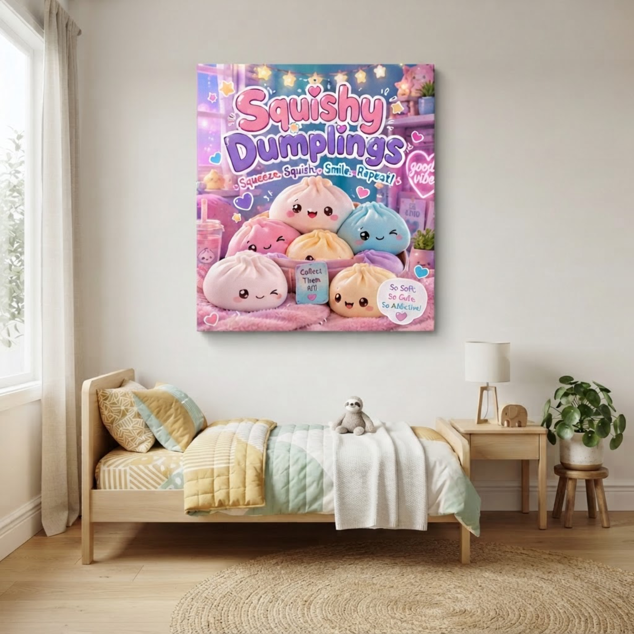 Squishy Dumplings Poster — Cute Kawaii Plush Art Print (Satin or Archival Matte)